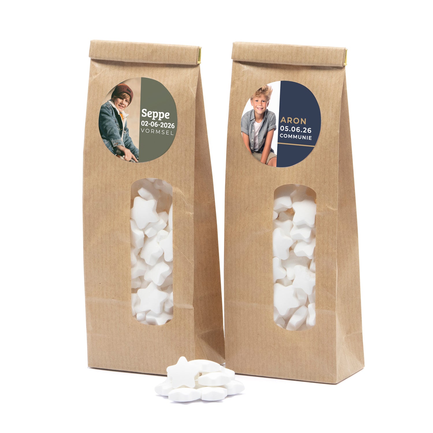 Kraftzakje met snoepjes - Communie jongens - Bedankjes.nl