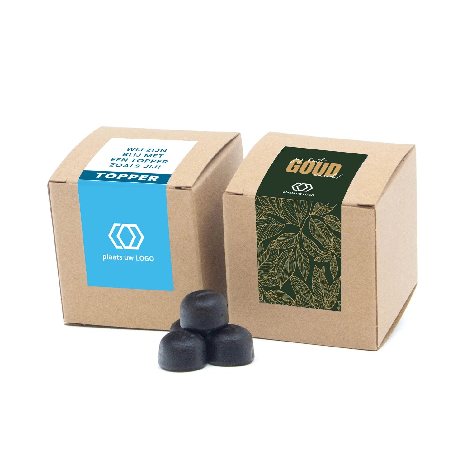 Kubusdoosje bio kraft met eigen etiket - Zakelijk - Bedankjes.nl