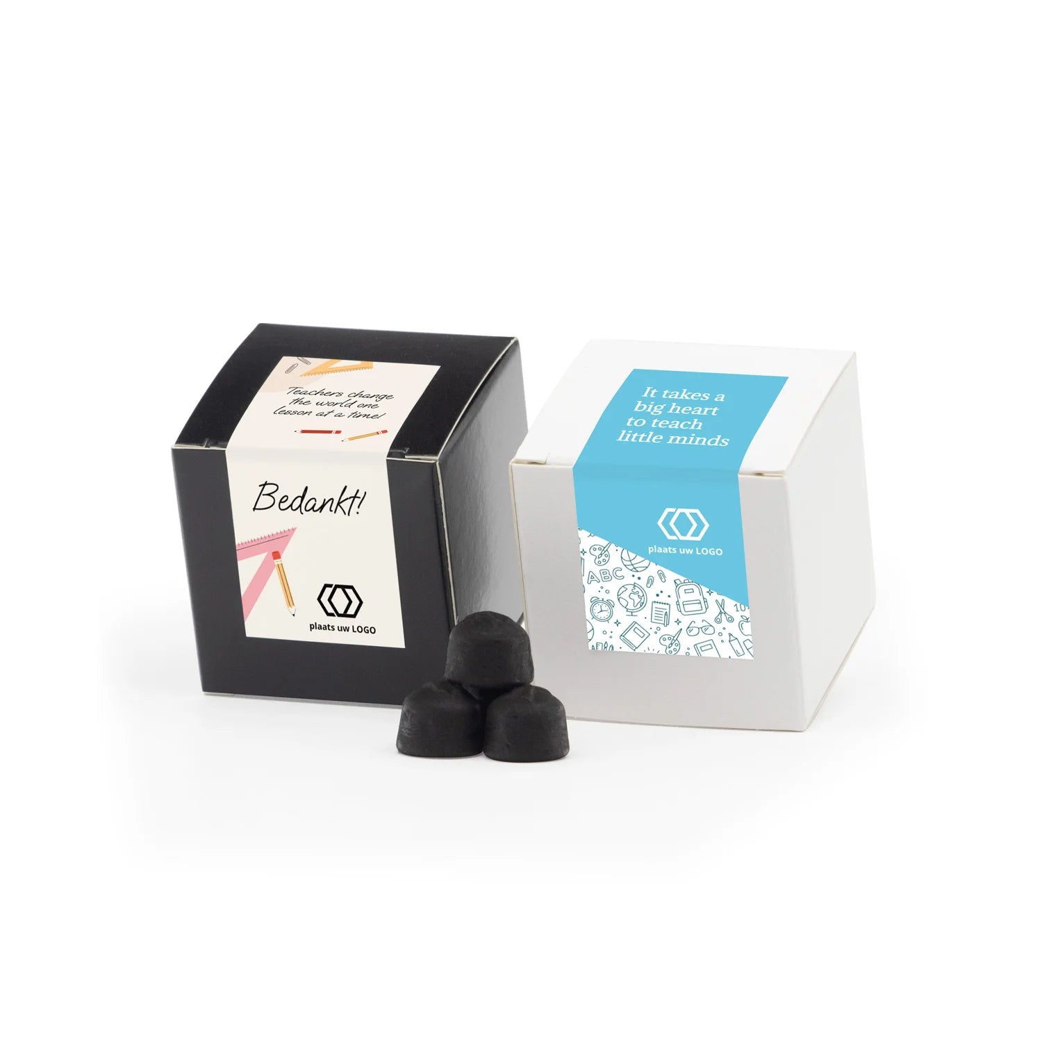 Kubusdoosje met eigen etiket - Leraar - Bedankjes.nl
