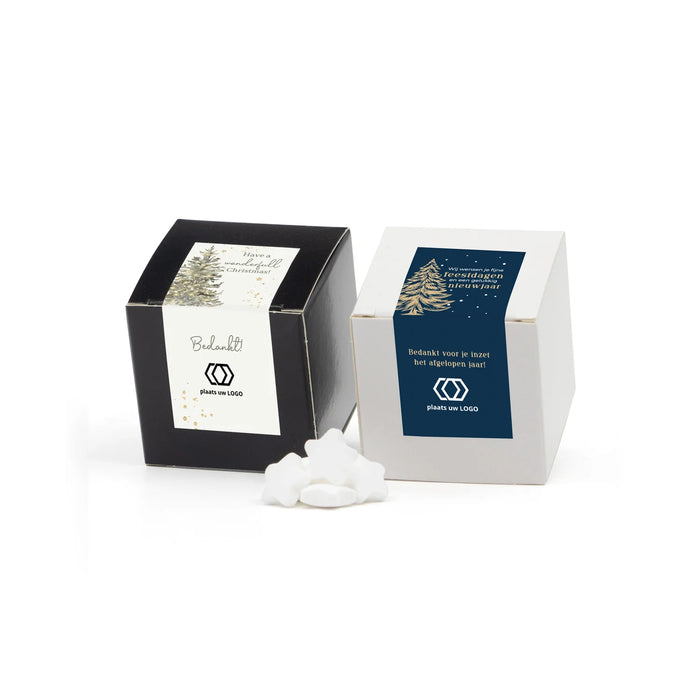 Kubusdoosje met eigen etiket - Kerst Kubusdoosje met eigen etiket - Kerst