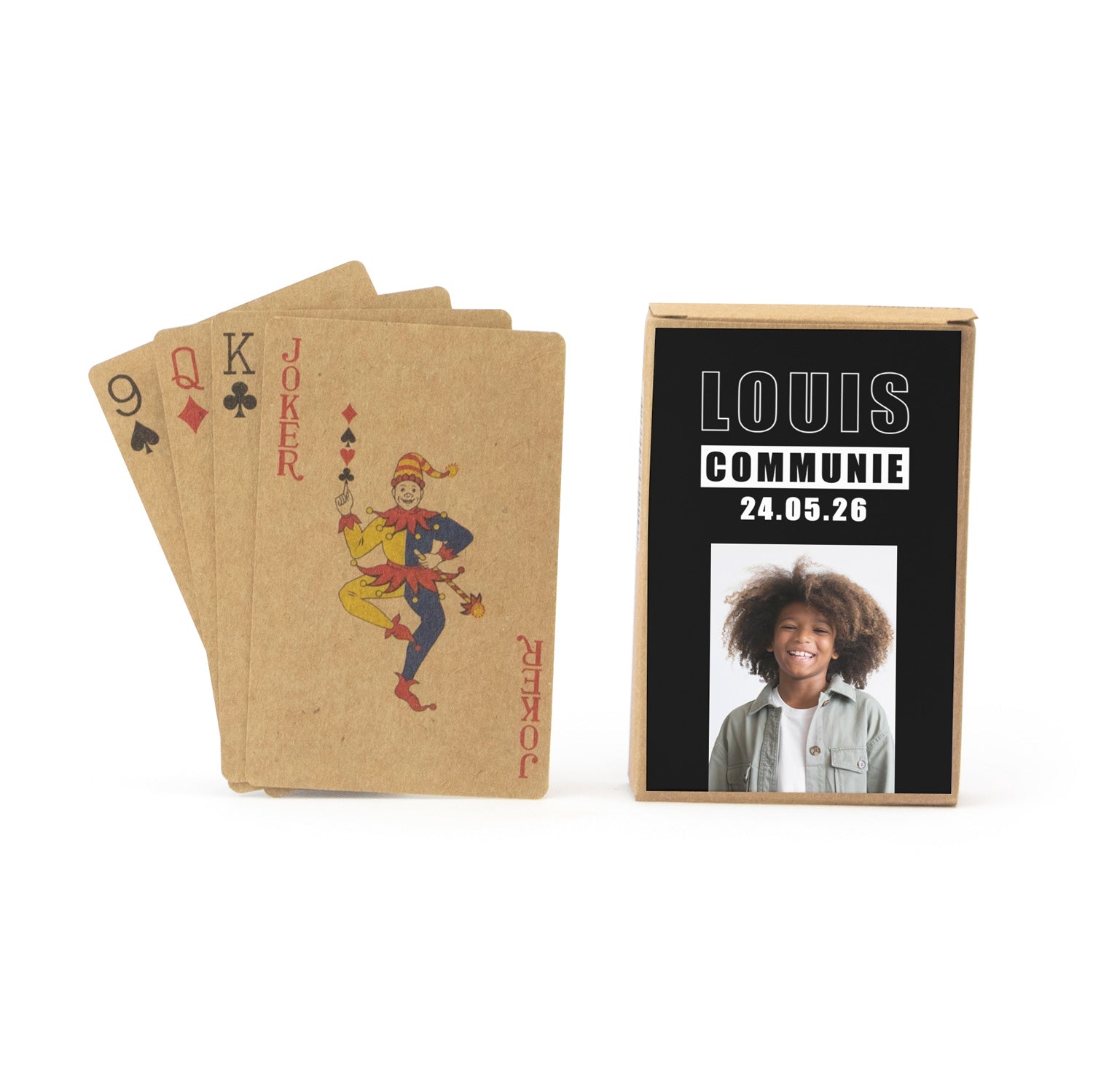 Kraft Kaartspel met eigen tekst en foto - Communie jongens - Bedankjes.nl