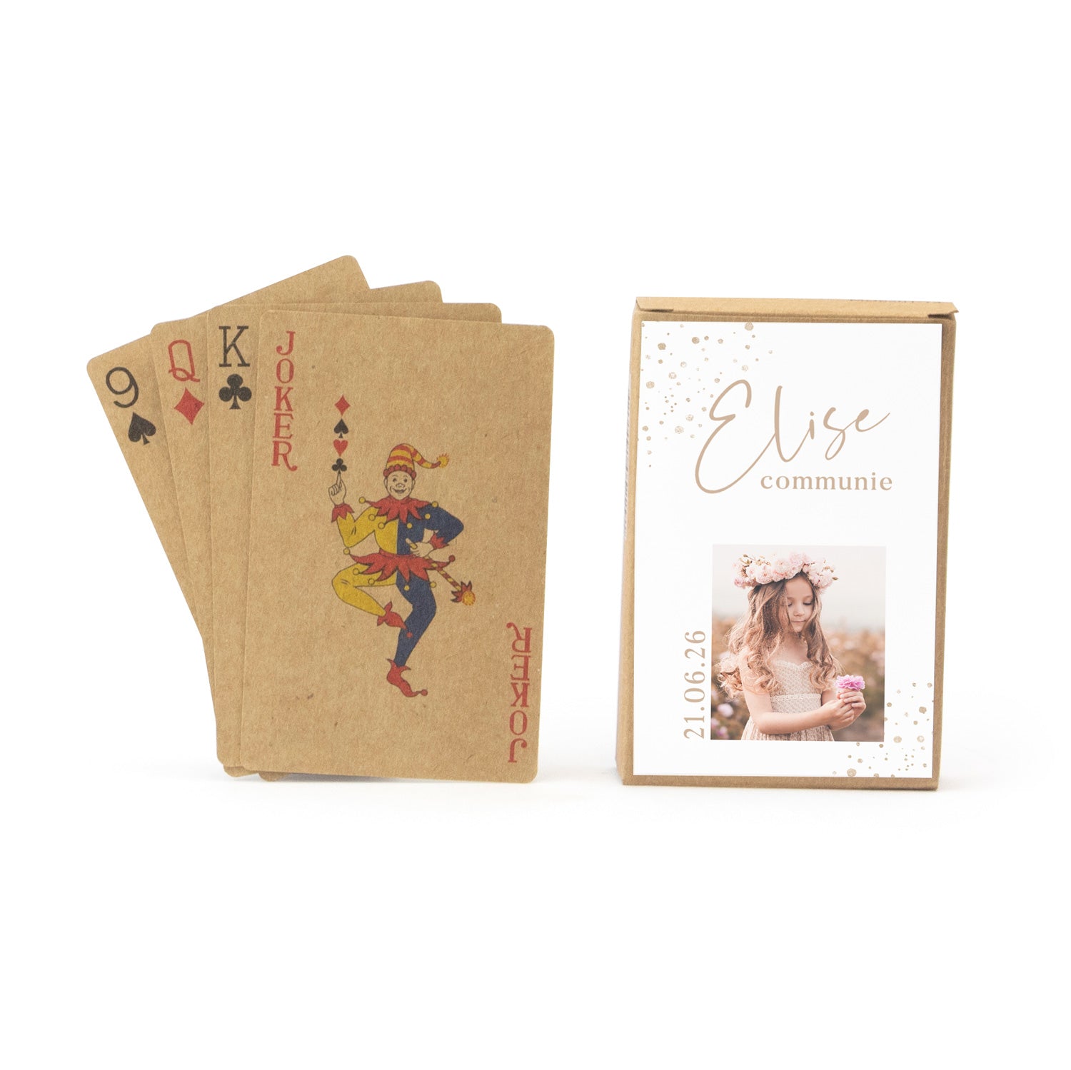 Kraft Kaartspel met eigen tekst en foto - Communie meisjes - Bedankjes.nl
