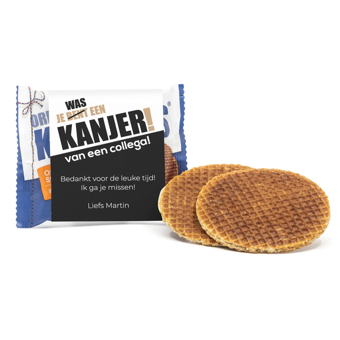 Kanjers Stroopwafels met tekst - Afscheid Collega's Kanjers Stroopwafels met tekst - Afscheid Collega's