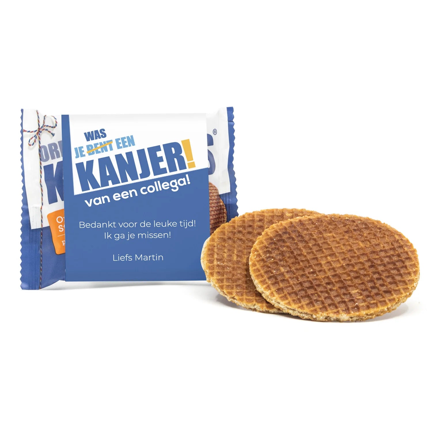 Kanjers Stroopwafels met tekst - Afscheid Collega's - Bedankjes.nl