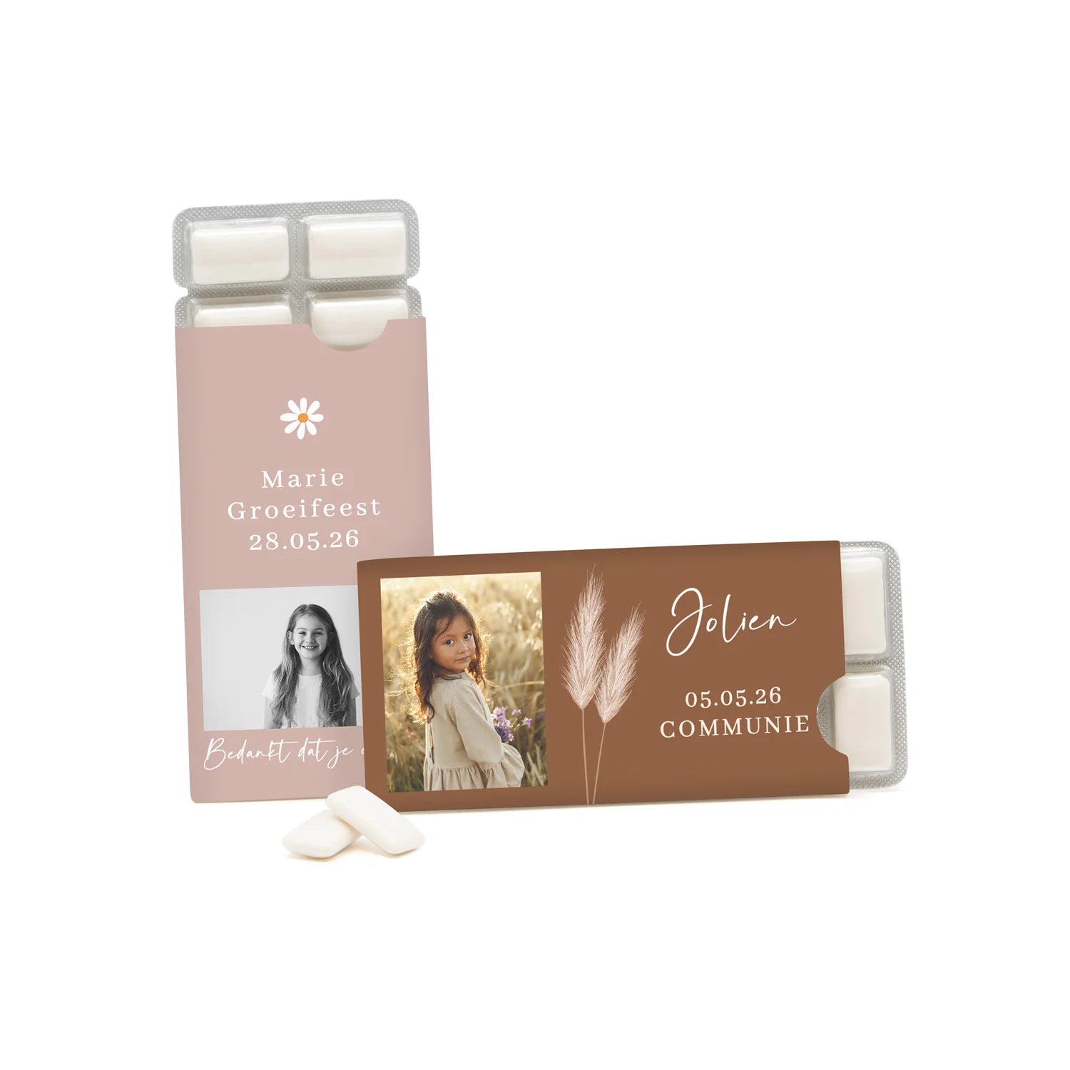 Kauwgom met eigen bedrukking - Communie meisjes - Bedankjes.nl