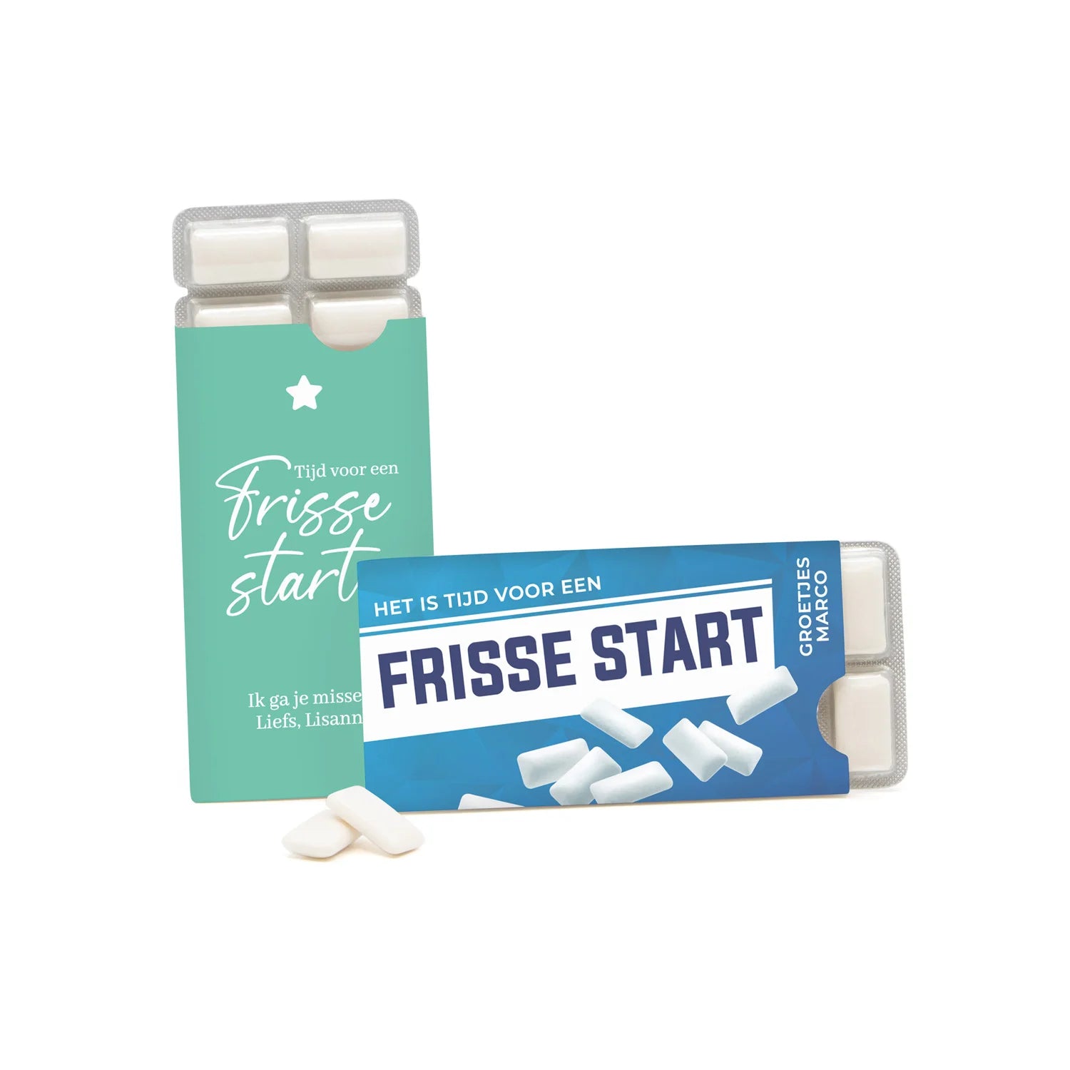 Frisse start kauwgom in persoonlijke verpakking - Afscheid collega - Bedankjes.nl