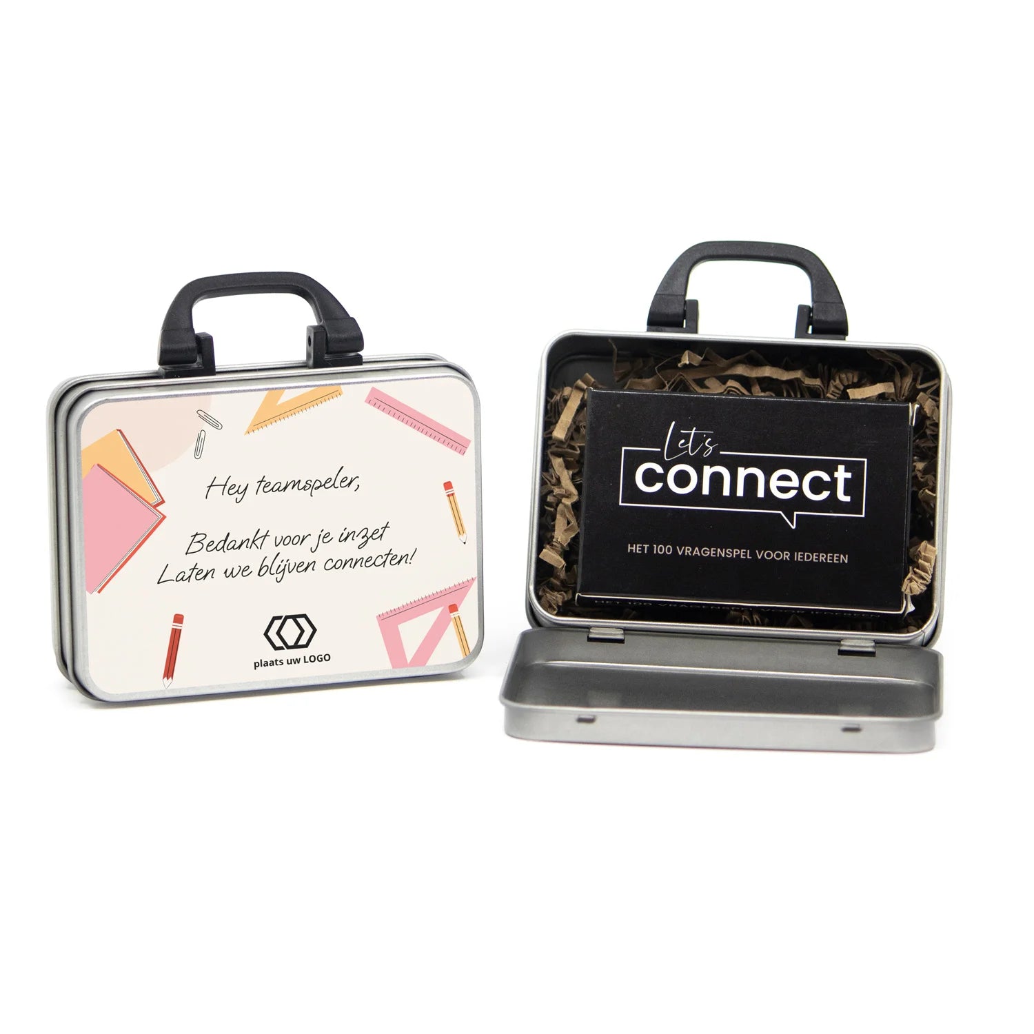 Koffertje met Let's connect vragen spel - Leraar - Bedankjes.nl