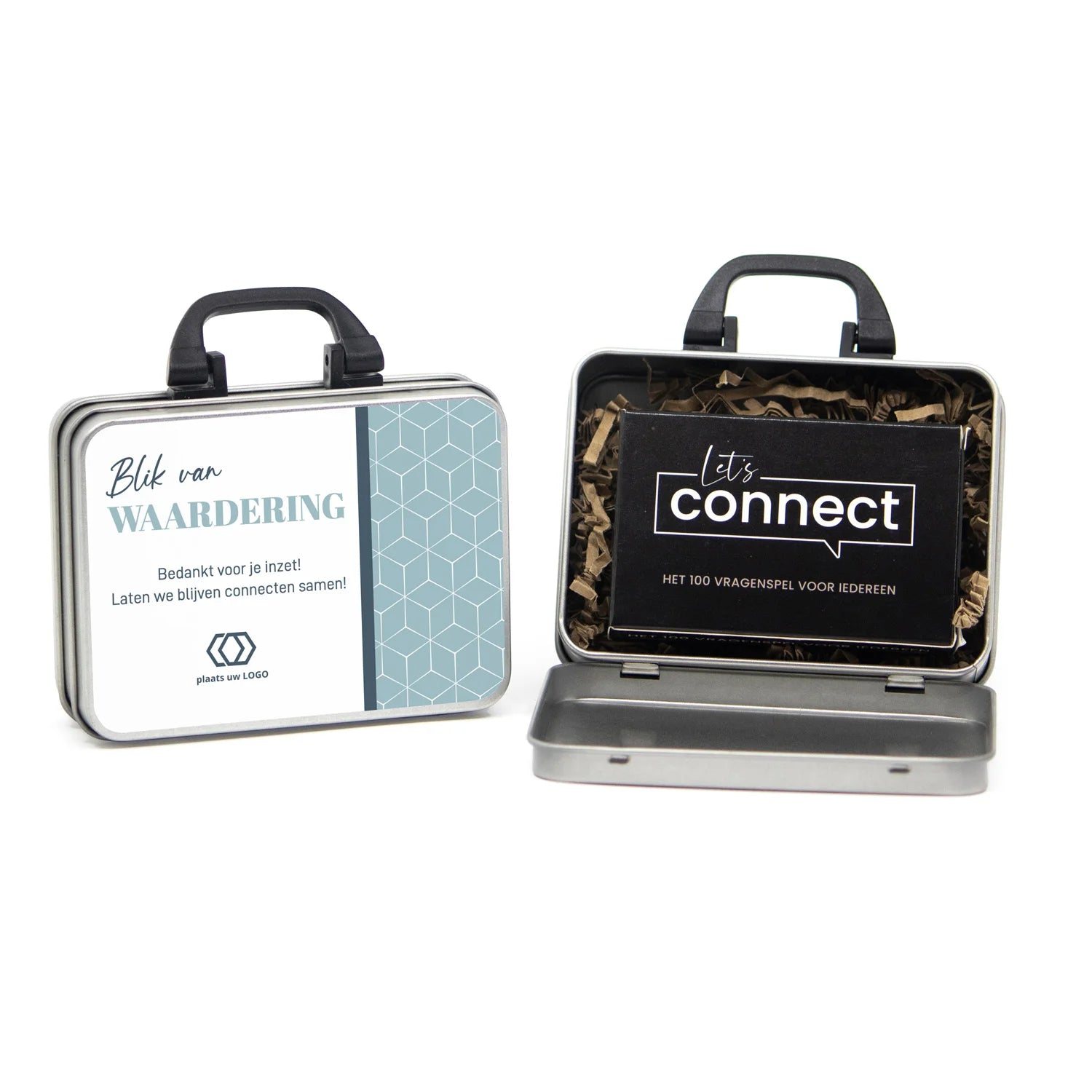 Koffertje met Let's Connect vragen spel - Zakelijk - Bedankjes.nl