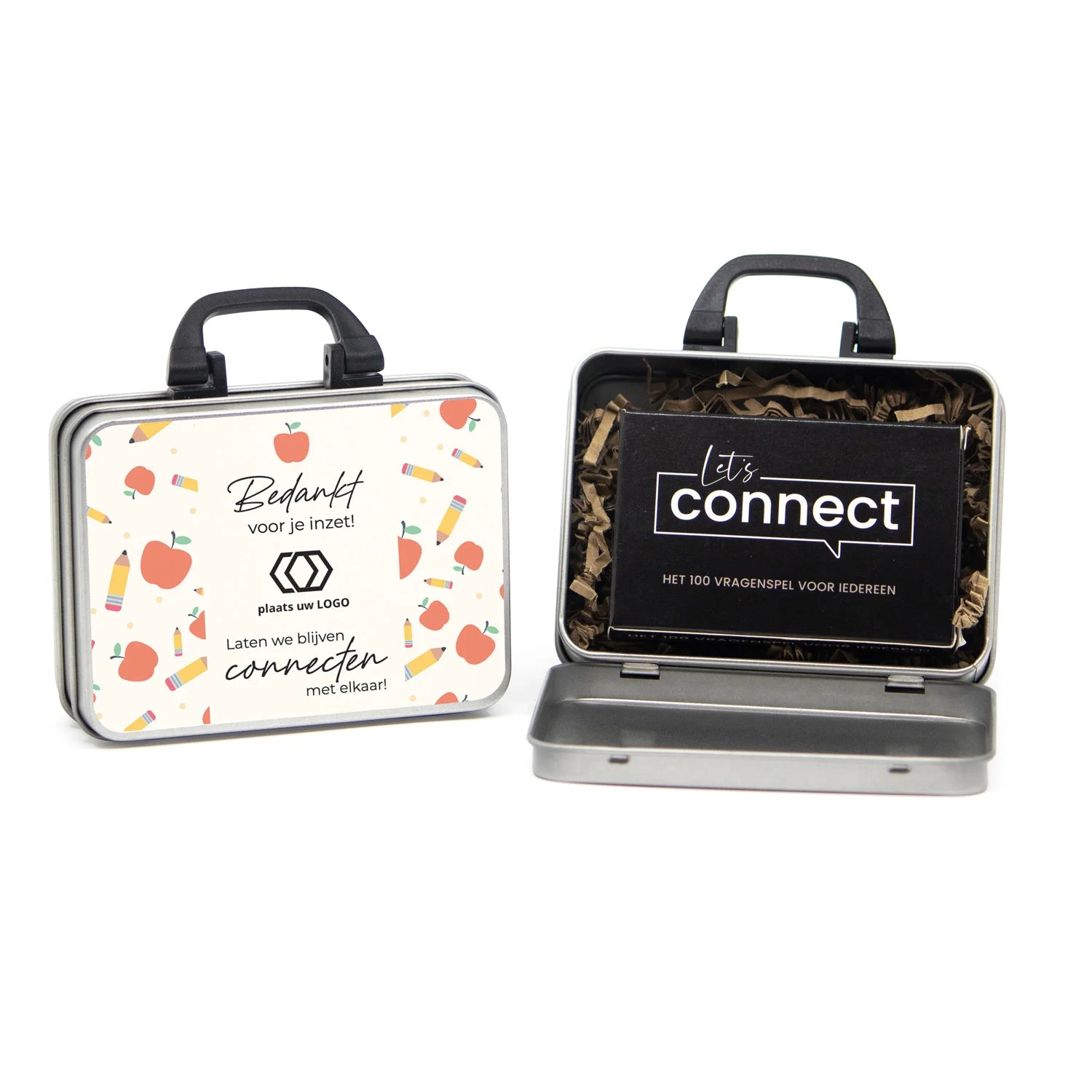 Koffertje met Let's connect vragen spel - Leraar - Bedankjes.nl