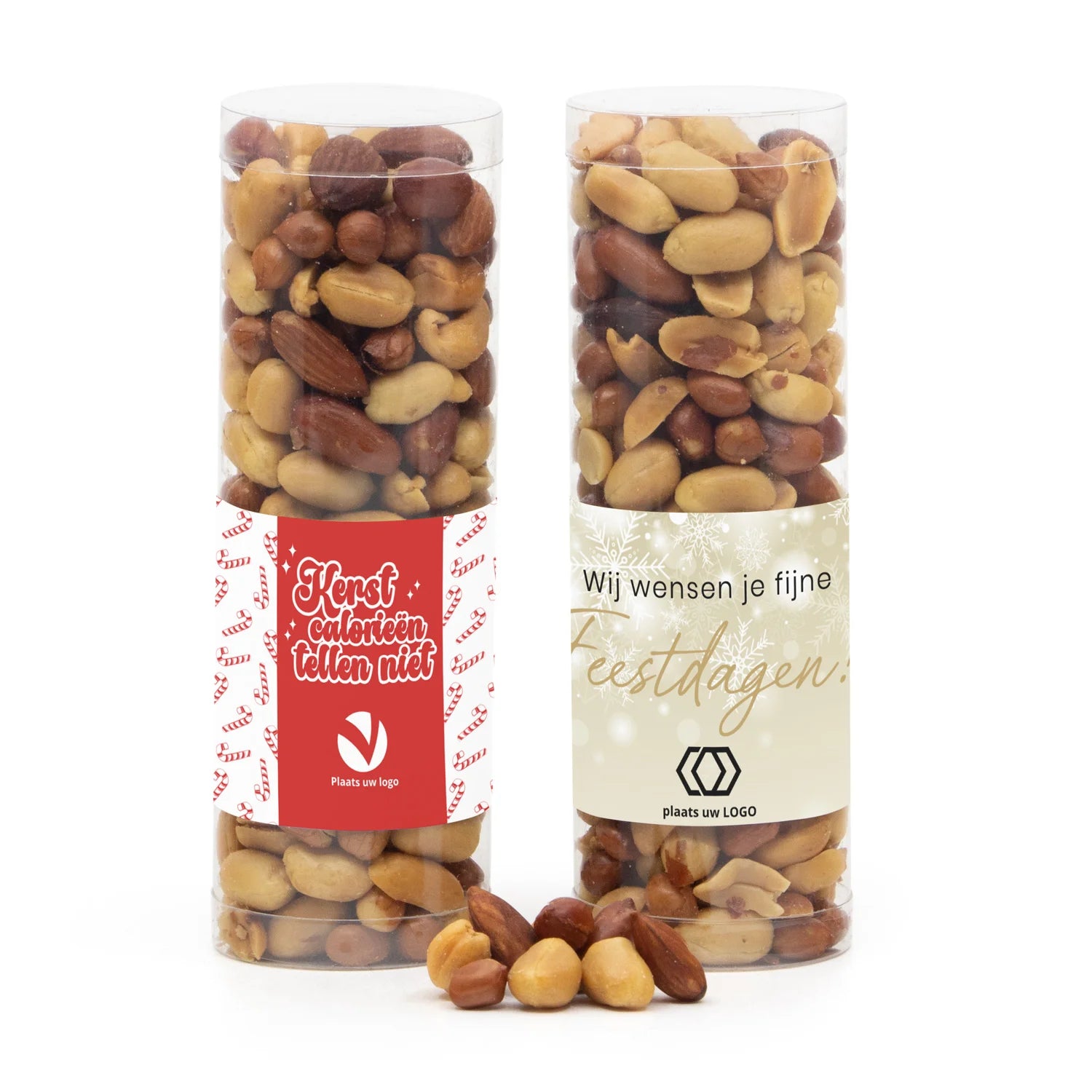 Koker met verse notenmix en eigen etiket - Kerst - Bedankjes.nl