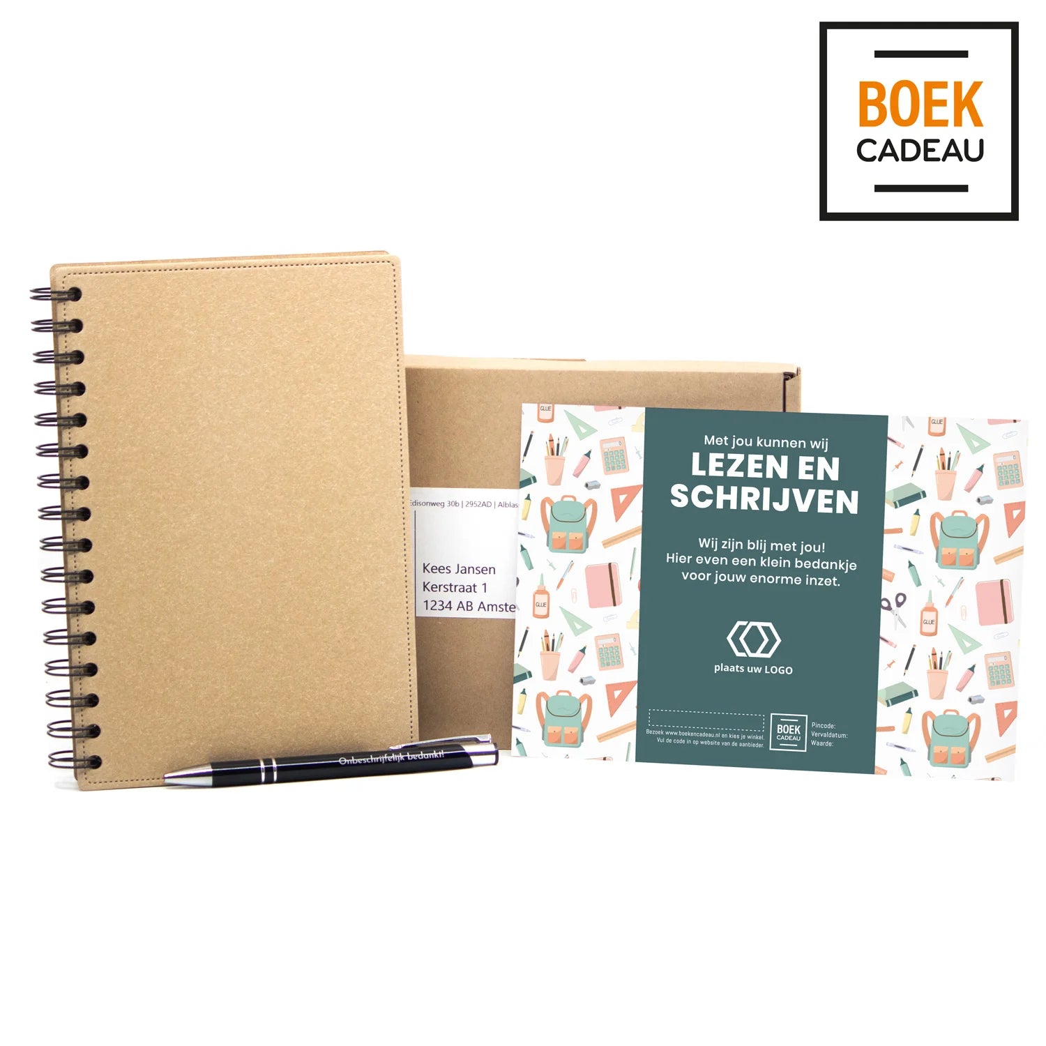 Lezen & Schrijven set met eigen kaart - Leraar - Bedankjes.nl