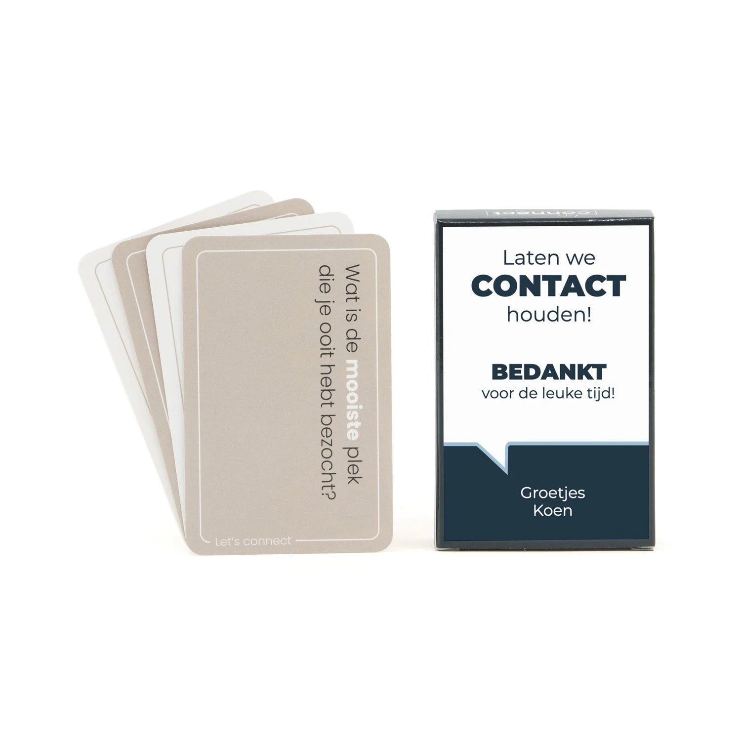 Let's Stay Connected 100 vragen spel met eigen tekst - Collega - Bedankjes.nl