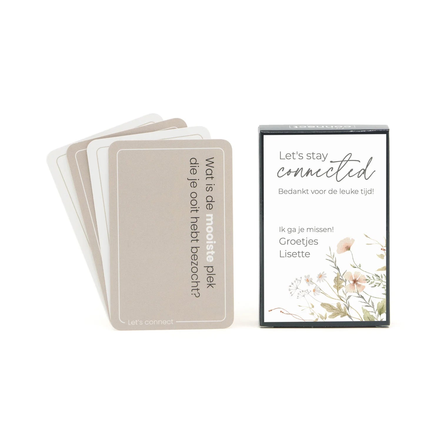 Let's Stay Connected 100 vragen spel met eigen tekst - Collega - Bedankjes.nl