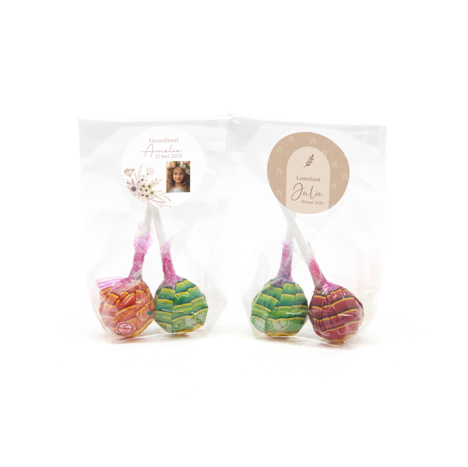 Zakje met 2 Chupa Chups Lolly's - Communie meisje - Bedankjes.nl