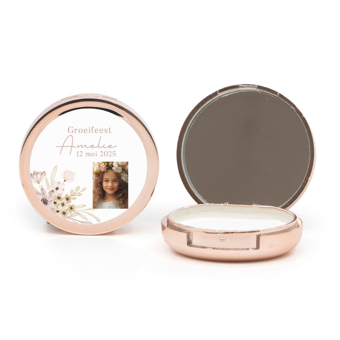 Potje lippenbalsem met spiegeltje - Communie meisjes Potje lippenbalsem met spiegeltje - Communie meisjes