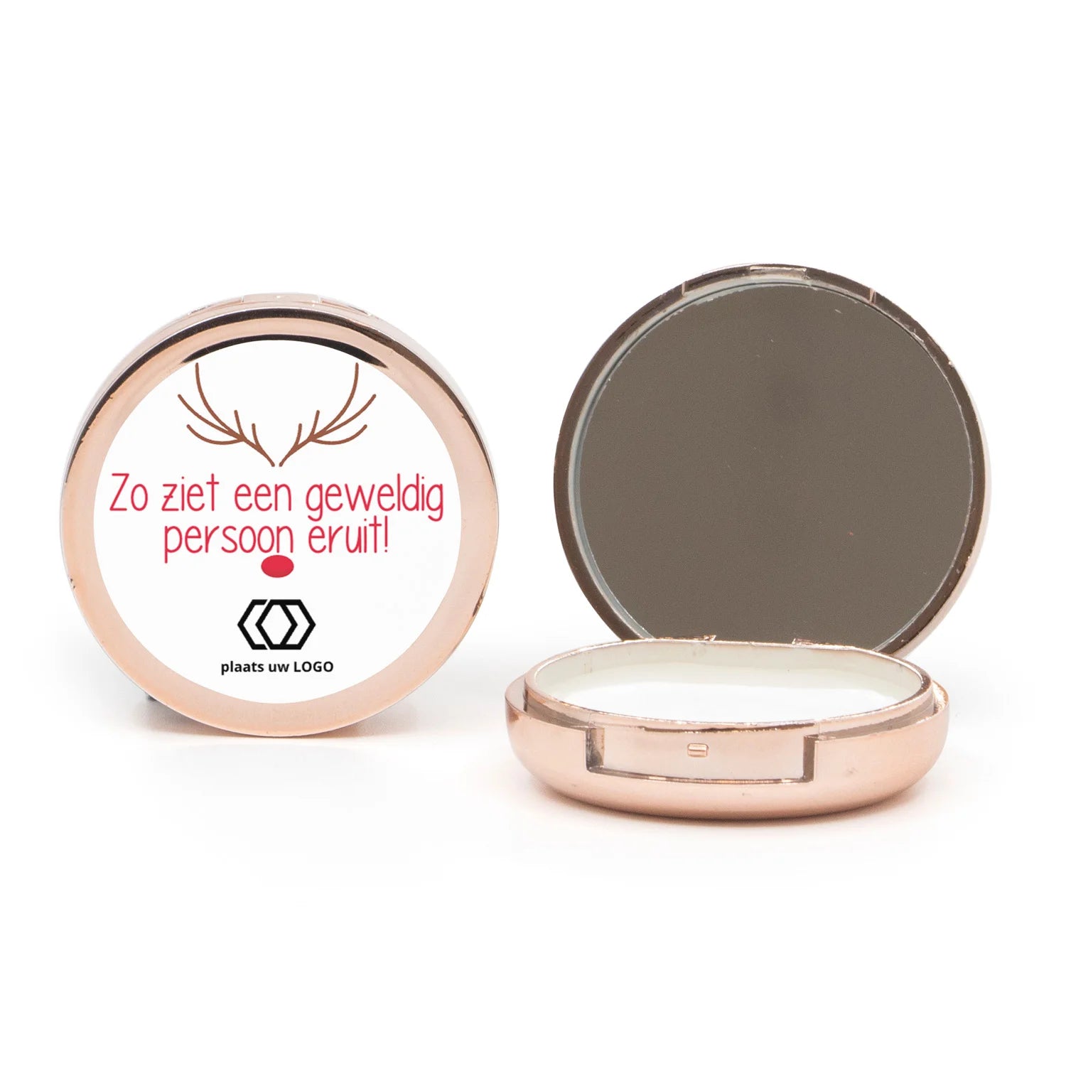 Potje lippenbalsem met spiegeltje - Kerst - Bedankjes.nl