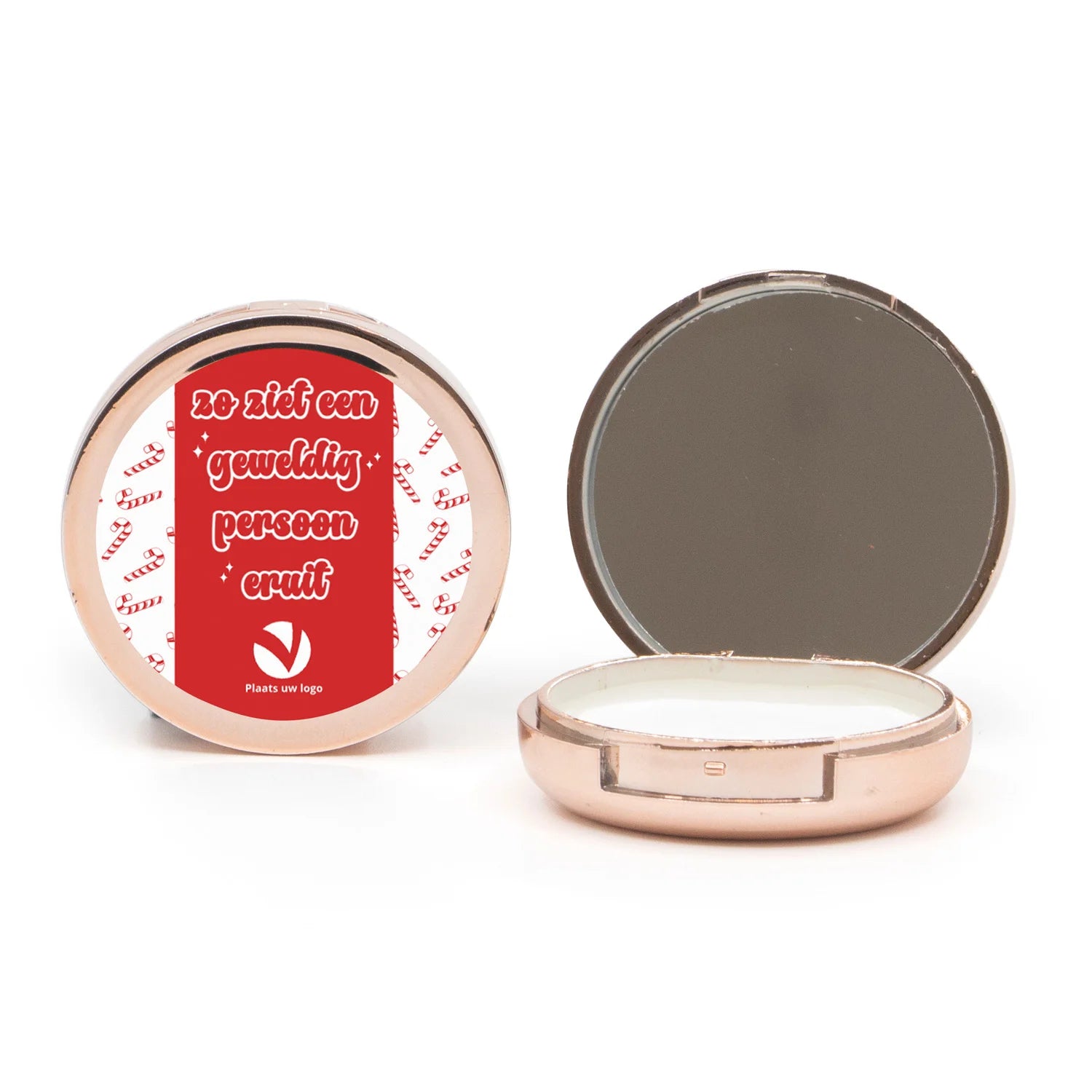 Potje lippenbalsem met spiegeltje - Kerst - Bedankjes.nl