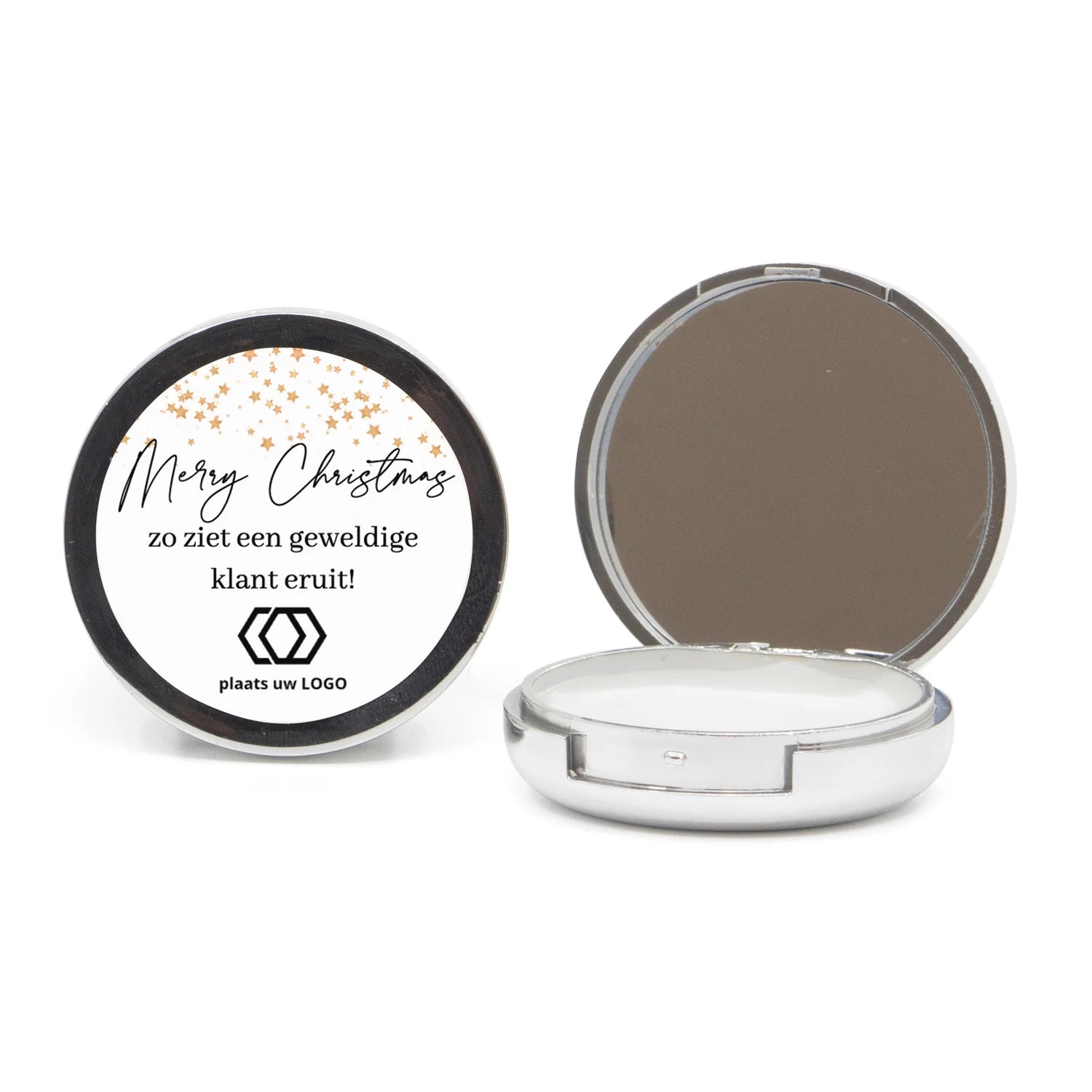 Potje lippenbalsem met spiegeltje - Kerst - Bedankjes.nl