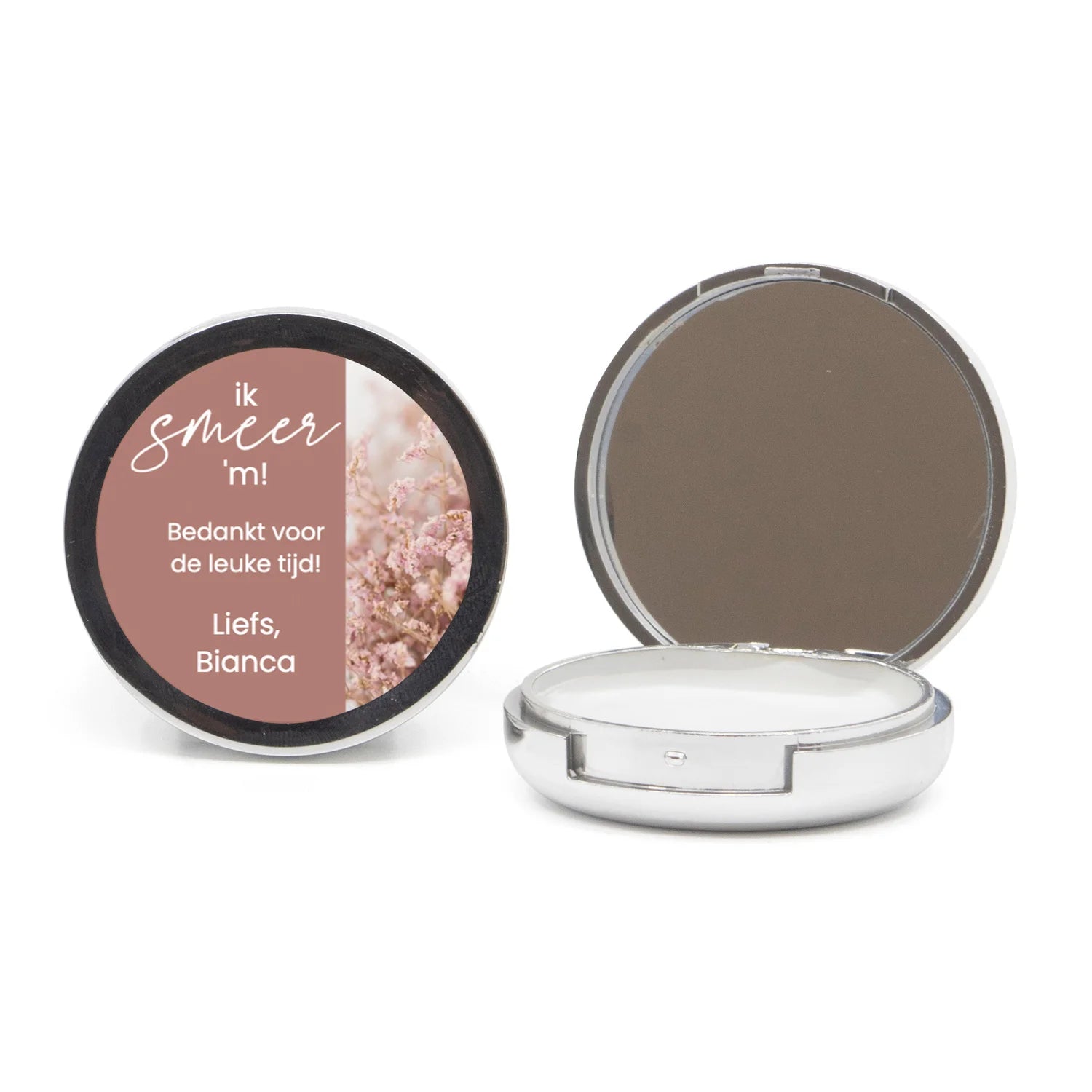 Potje lippenbalsem met spiegeltje - Afscheid collega - Bedankjes.nl