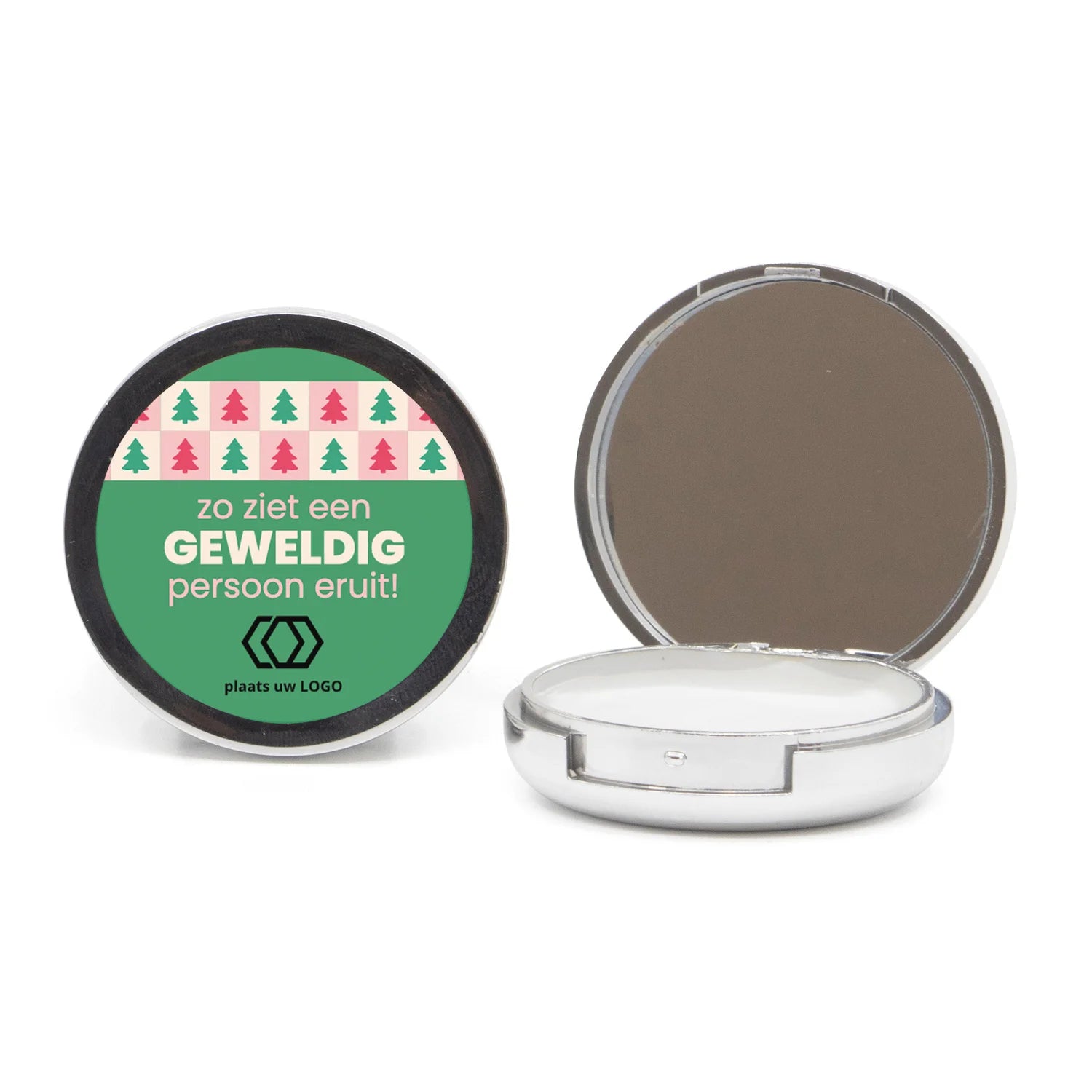 Potje lippenbalsem met spiegeltje - Kerst - Bedankjes.nl