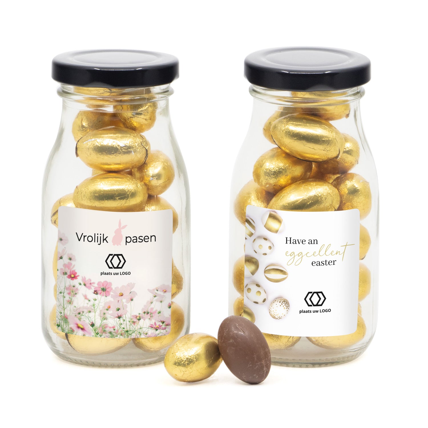 Glazen melkflesje met paaseitjes - Pasen - Bedankjes.nl