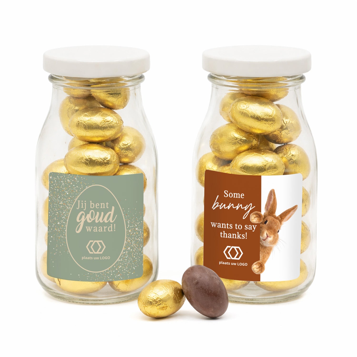 Glazen melkflesje met paaseitjes - Pasen - Bedankjes.nl