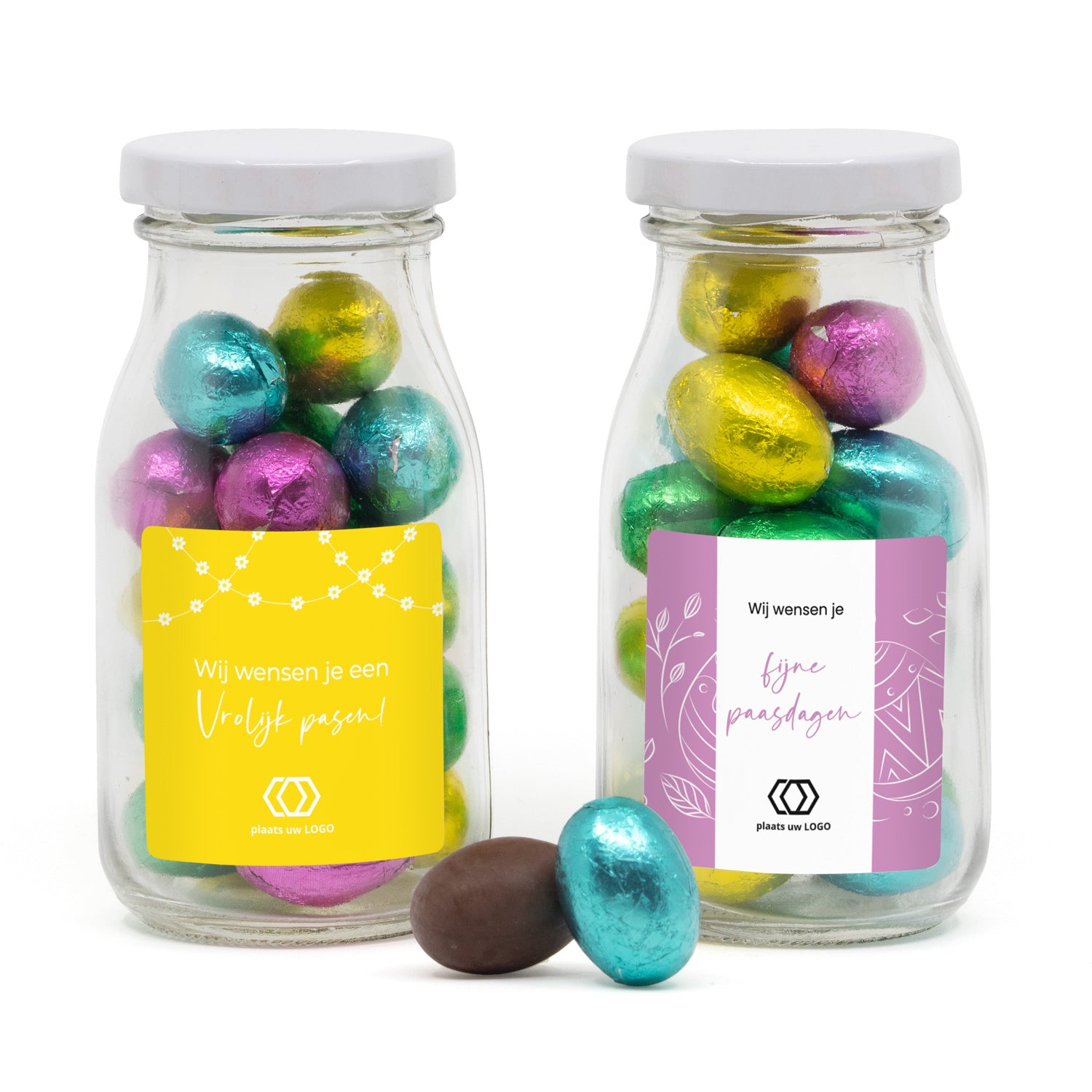 Glazen melkflesje met paaseitjes - Pasen - Bedankjes.nl