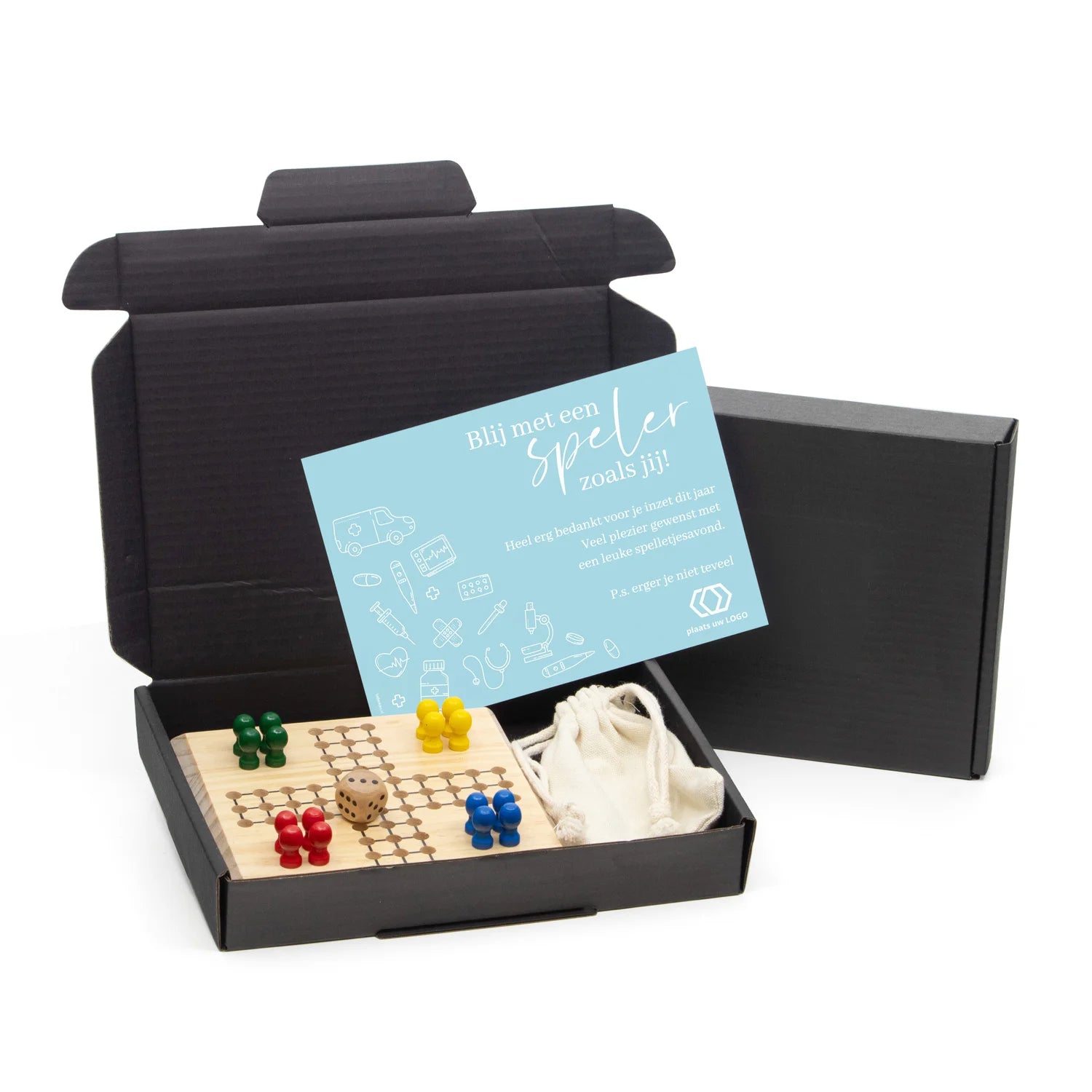 'Mens Erger Je Niet' in doosje - Verpleging - Bedankjes.nl