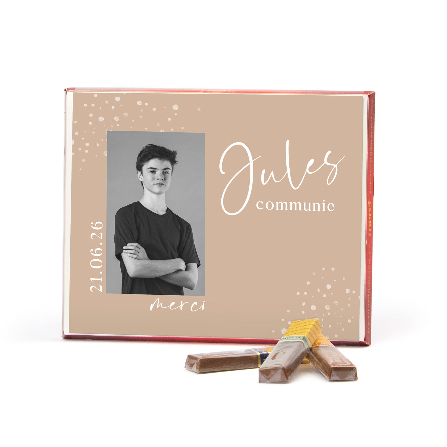 Merci met inlay 250 gram - Communie Jongens - Bedankjes.nl
