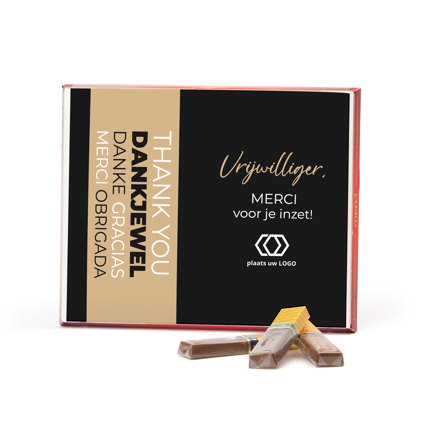 Merci met eigen inlay kaart 250 gram - Vrijwilliger - Bedankjes.nl