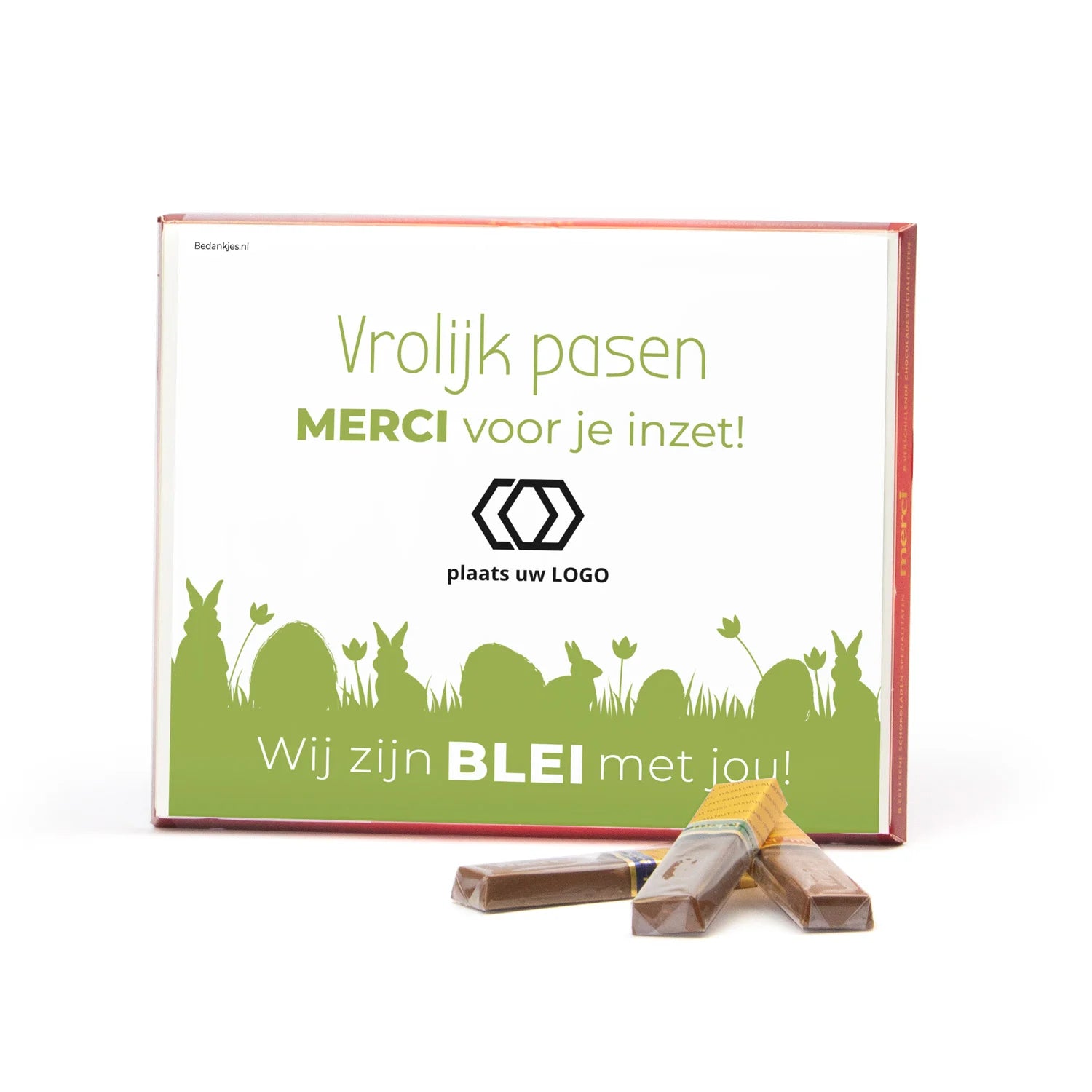 Merci met eigen inlay kaart 250 gram - Pasen - Bedankjes.nl