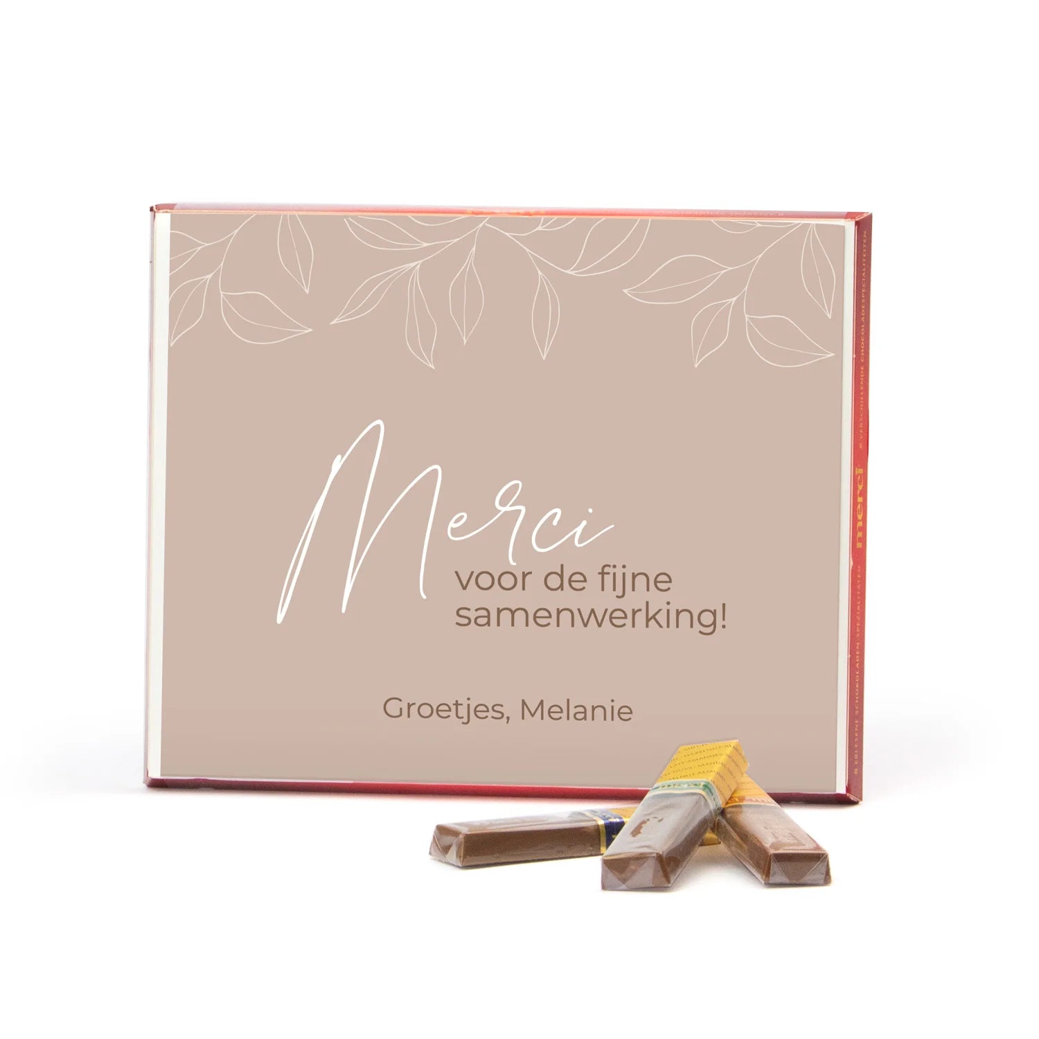 Merci met eigen inlay kaart 250 gram - Afscheid Collega's - Bedankjes.nl