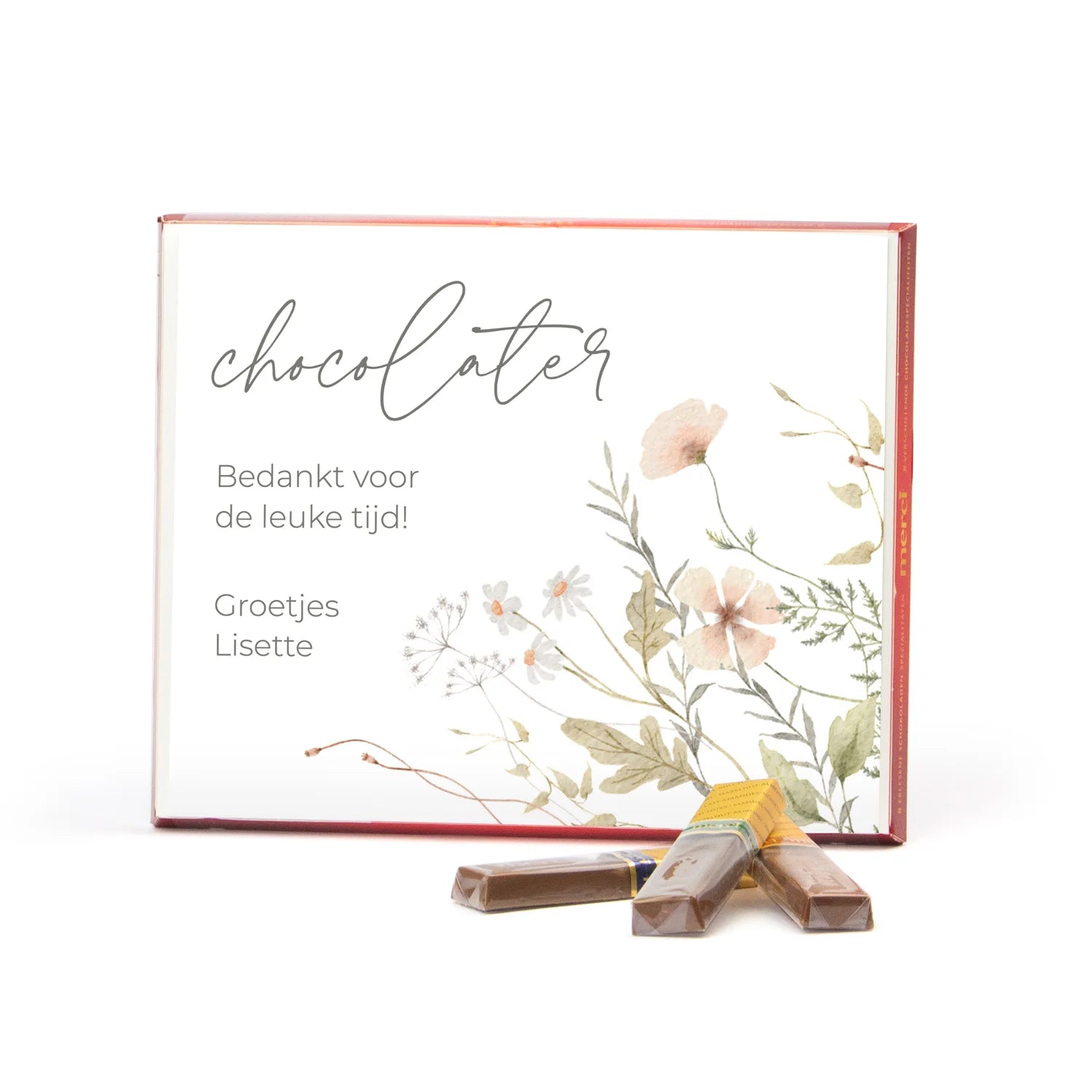 Merci met eigen inlay kaart 250 gram - Afscheid Collega's - Bedankjes.nl