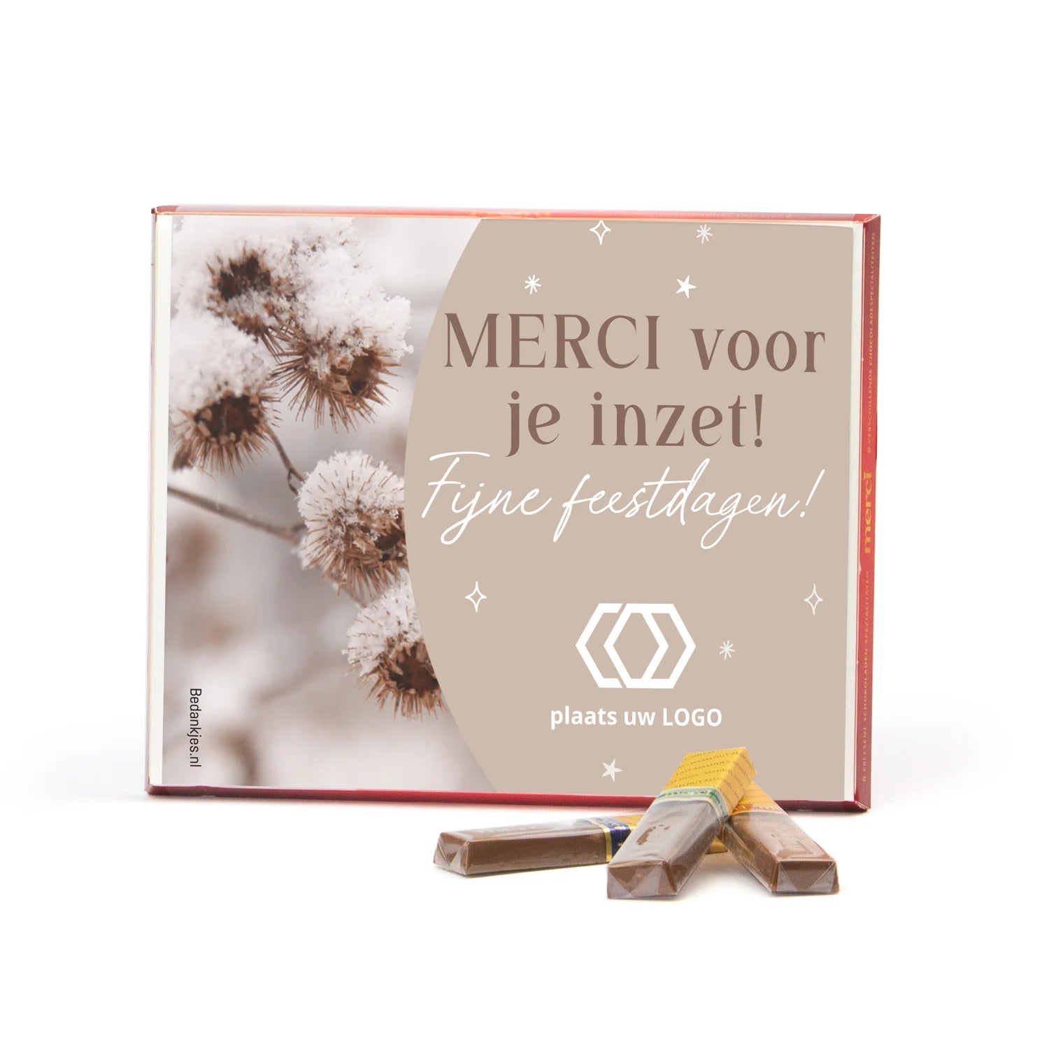Merci met eigen inlay kaart 250 gram - Kerst - Bedankjes.nl