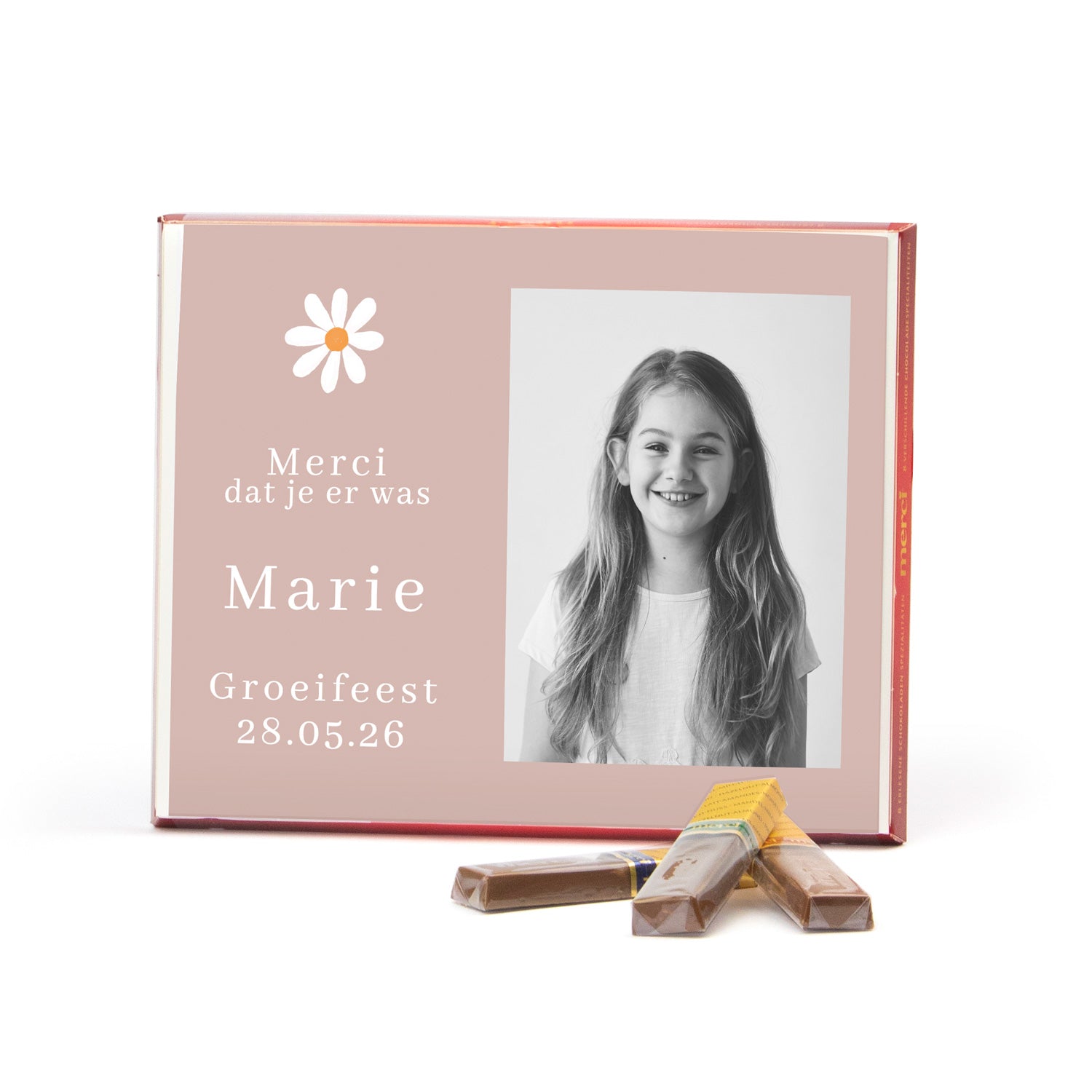 Merci met inlay 250 gram - Communie meisjes - Bedankjes.nl