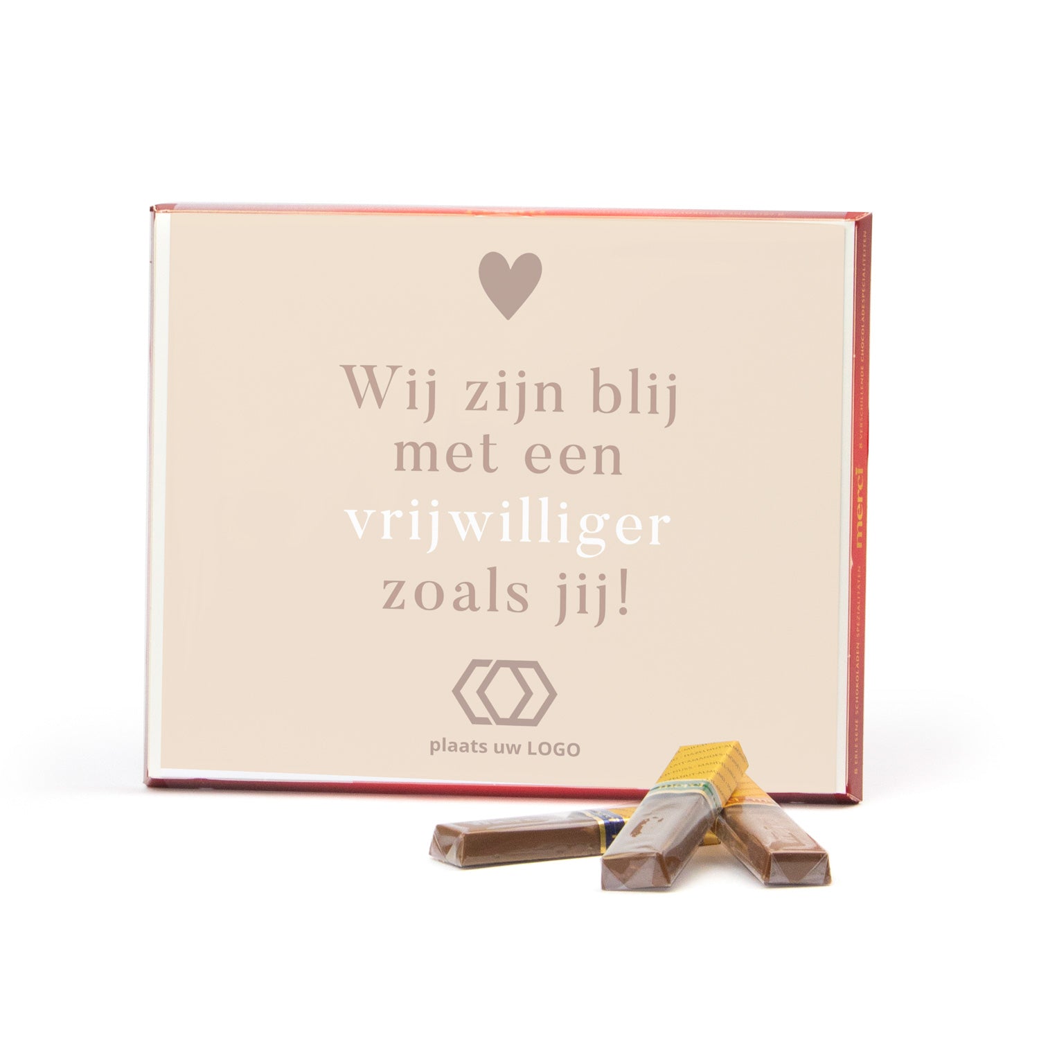 Merci met eigen inlay kaart 250 gram - Vrijwilliger - Bedankjes.nl
