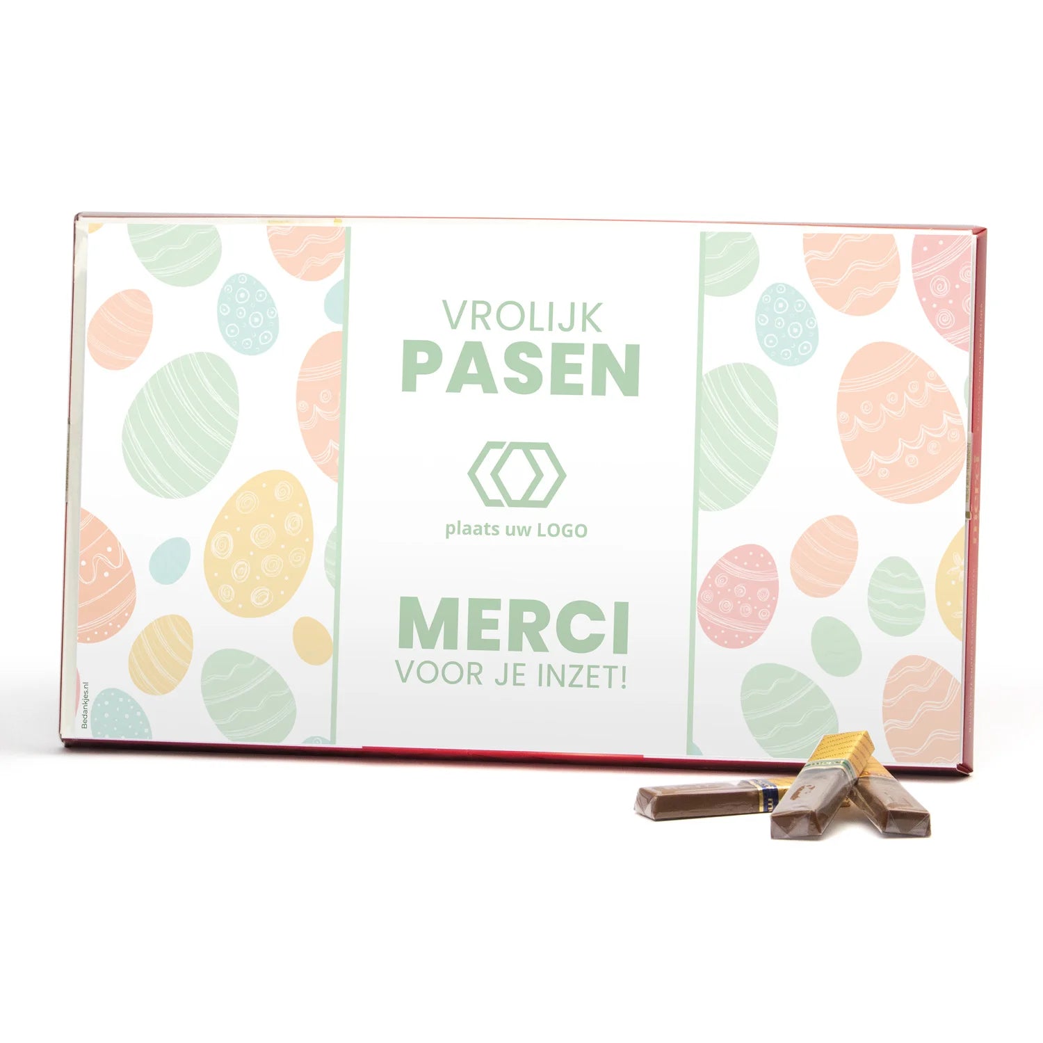 Merci met eigen inlay kaart 400 gram - Pasen - Bedankjes.nl