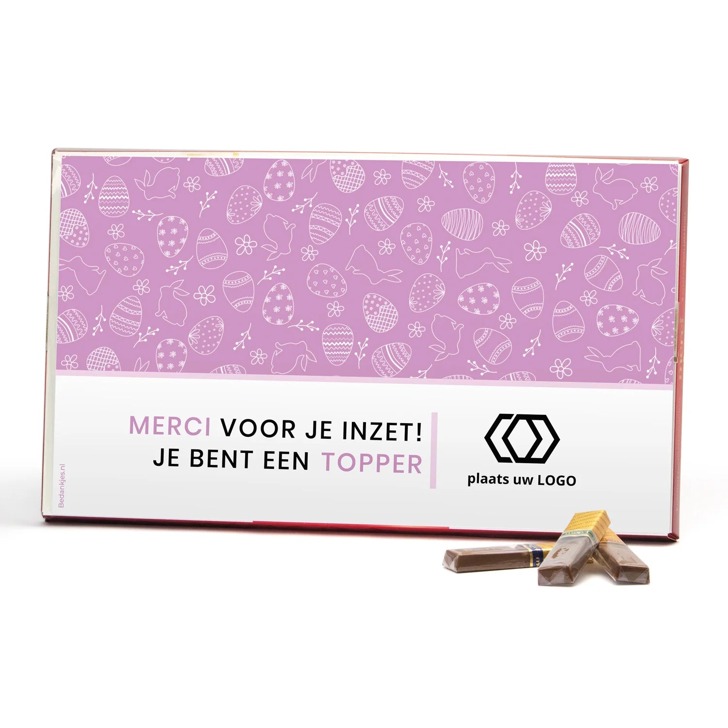 Merci met eigen inlay kaart 400 gram - Pasen - Bedankjes.nl