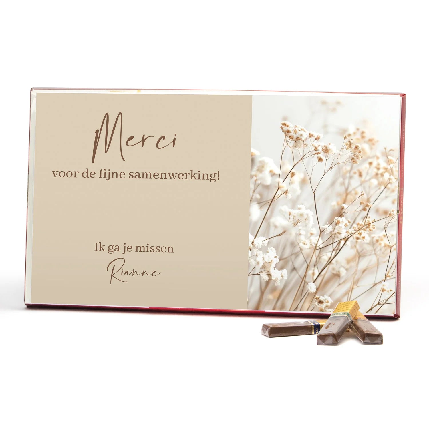 Merci met eigen kaart 400 gram - Afscheid Collega's - Bedankjes.nl
