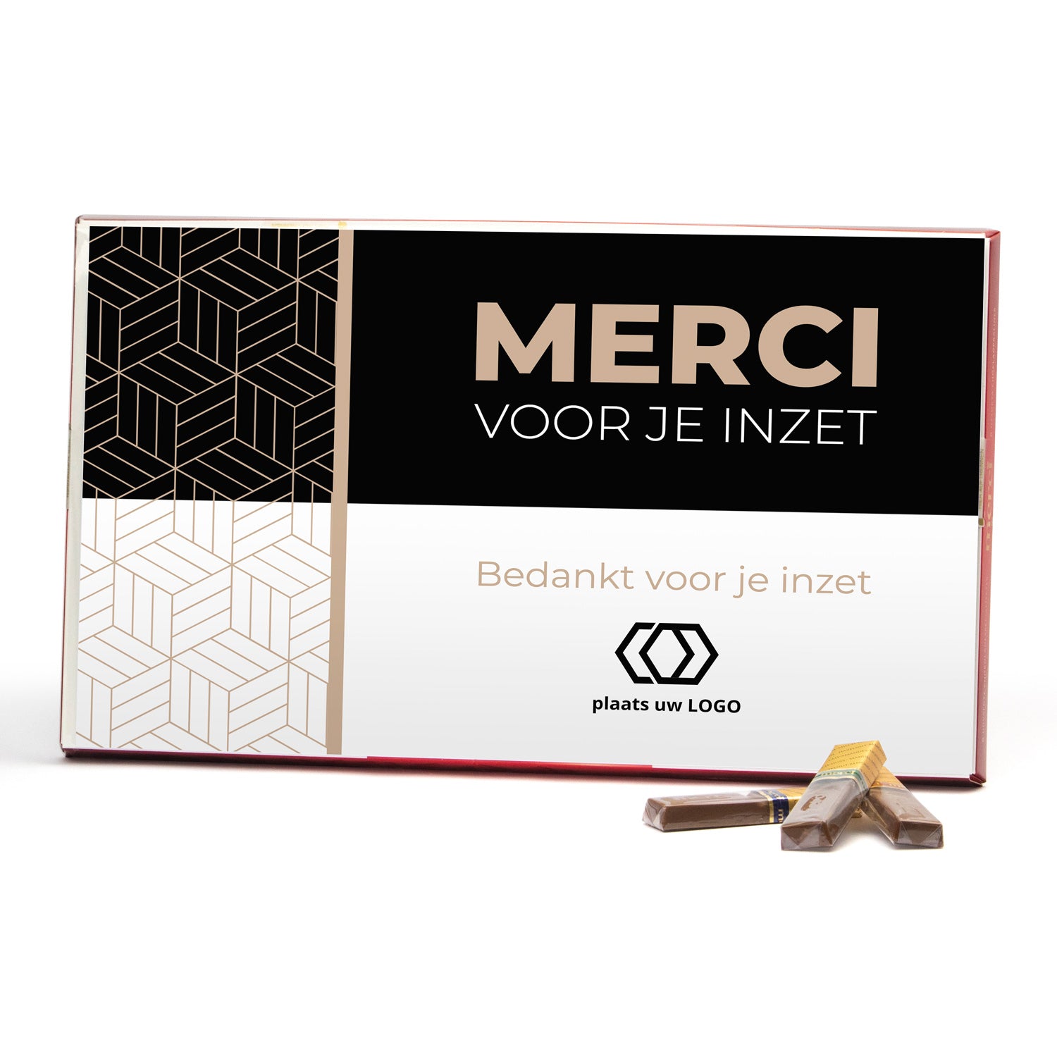 Doos Merci met eigen kaart 400 gram - Vrijwilliger - Bedankjes.nl