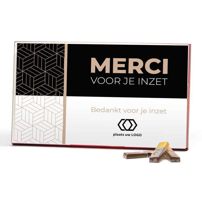 Doos Merci met eigen kaart 400 gram - Vrijwilliger Doos Merci met eigen kaart 400 gram - Vrijwilliger