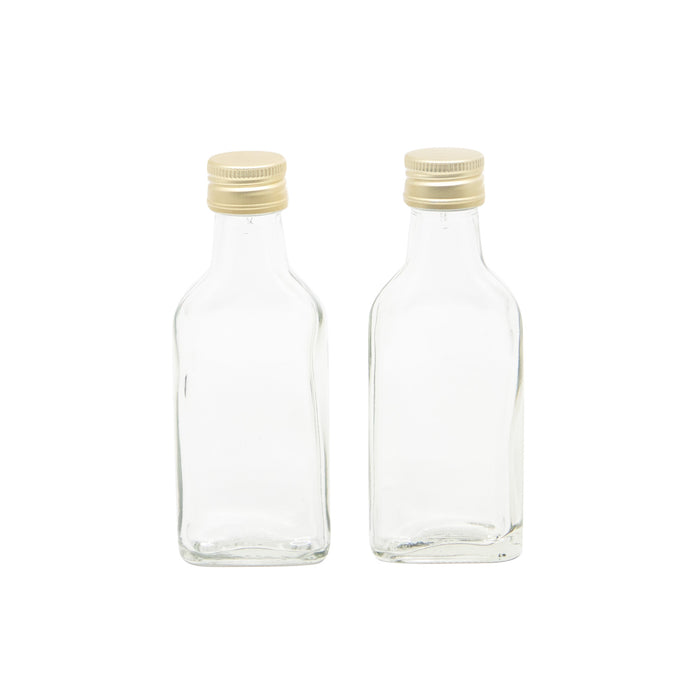 Glazen mini flesje – 40 ml met goudkleurige dop Glazen mini flesje – 40 ml met goudkleurige dop