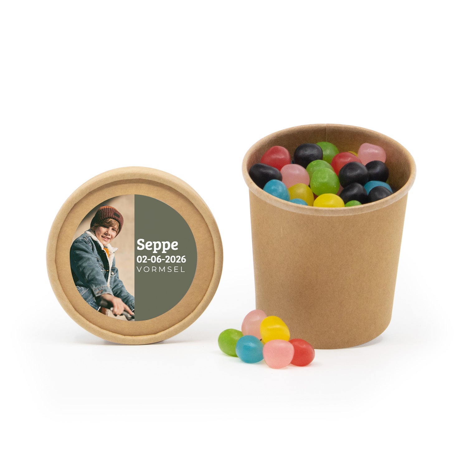 Bio kraftbekertje met Snoep - Communie jongens - Bedankjes.nl