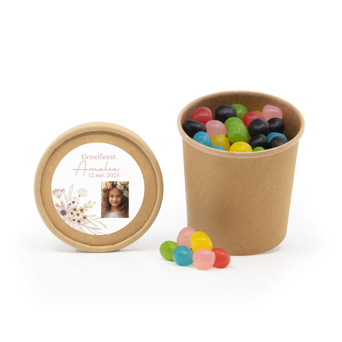 Bio kraftbekertje met Snoep - Communie meisjes Bio kraftbekertje met Snoep - Communie meisjes