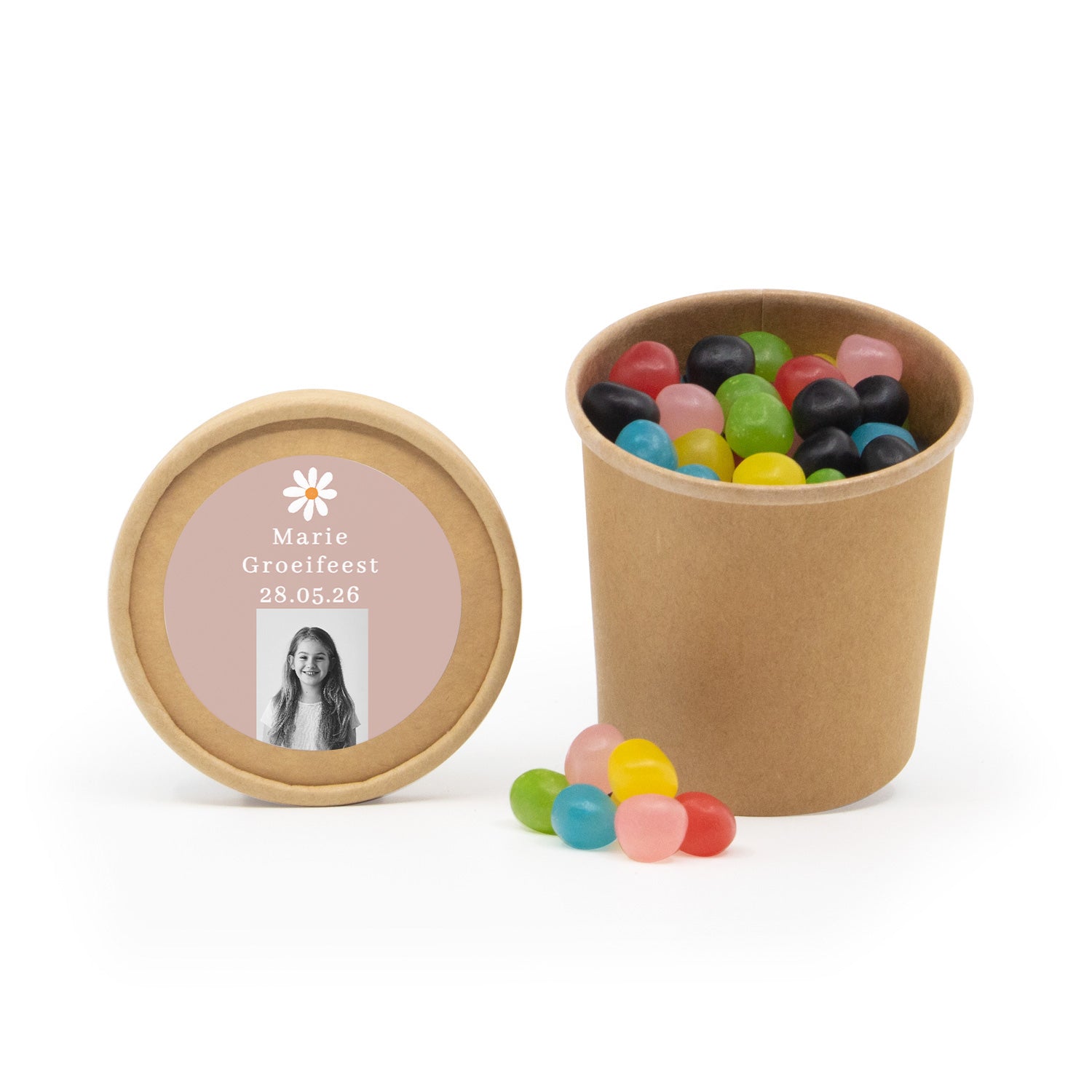 Bio kraftbekertje met Snoep - Communie meisjes - Bedankjes.nl