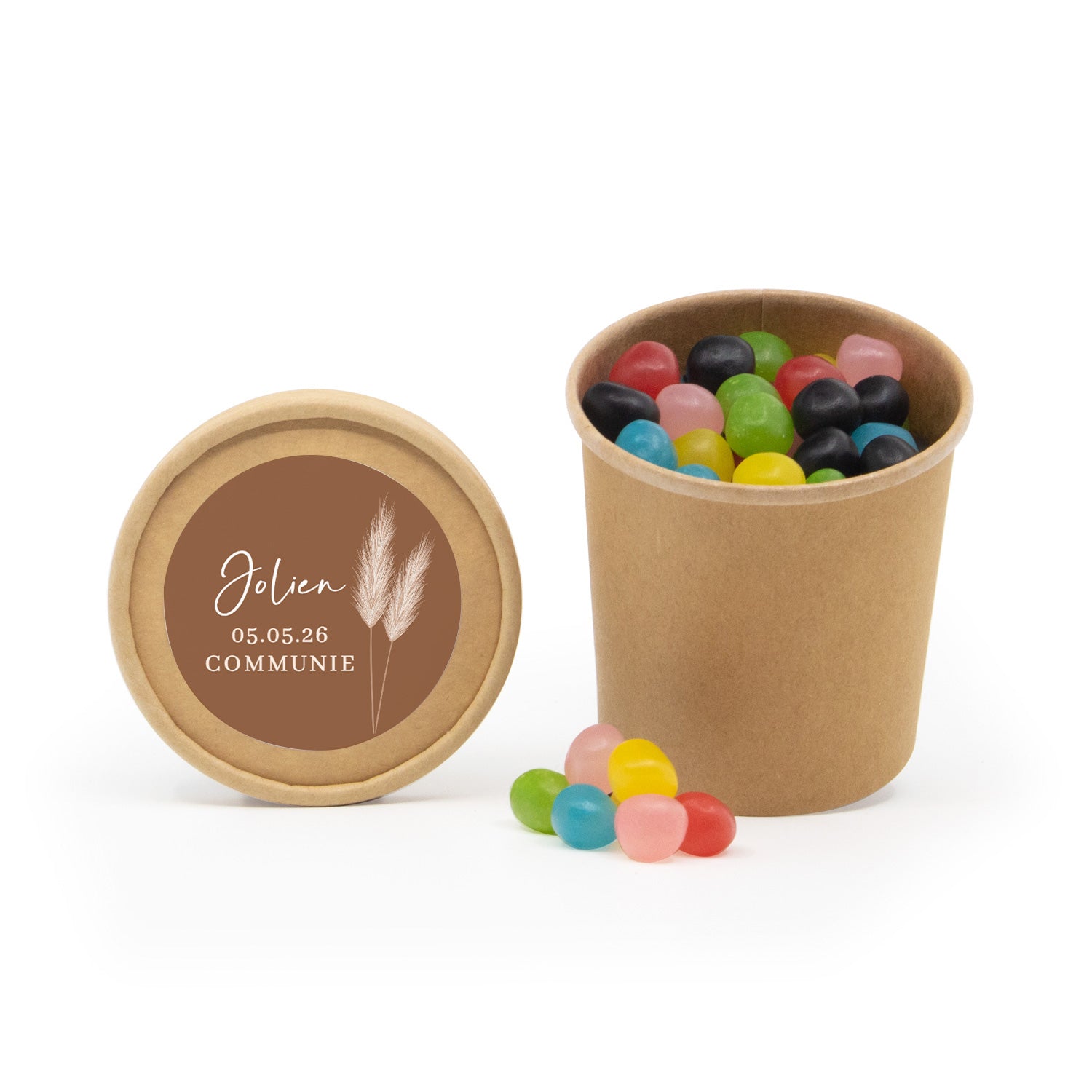 Bio kraftbekertje met Snoep - Communie meisjes - Bedankjes.nl