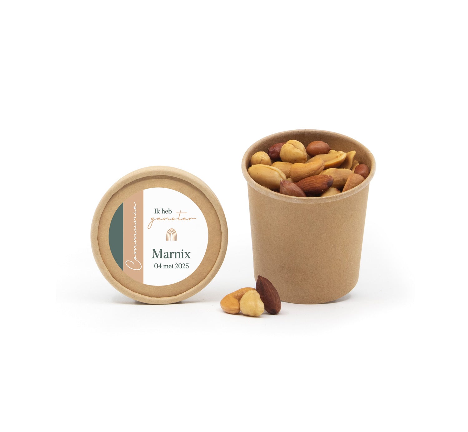 Bio kraftbekertje met verse noten - Communie jongens - Bedankjes.nl
