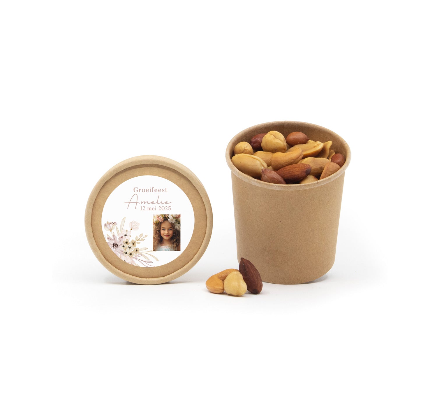 Bio kraftbekertje met verse noten - Communie meisjes - Bedankjes.nl