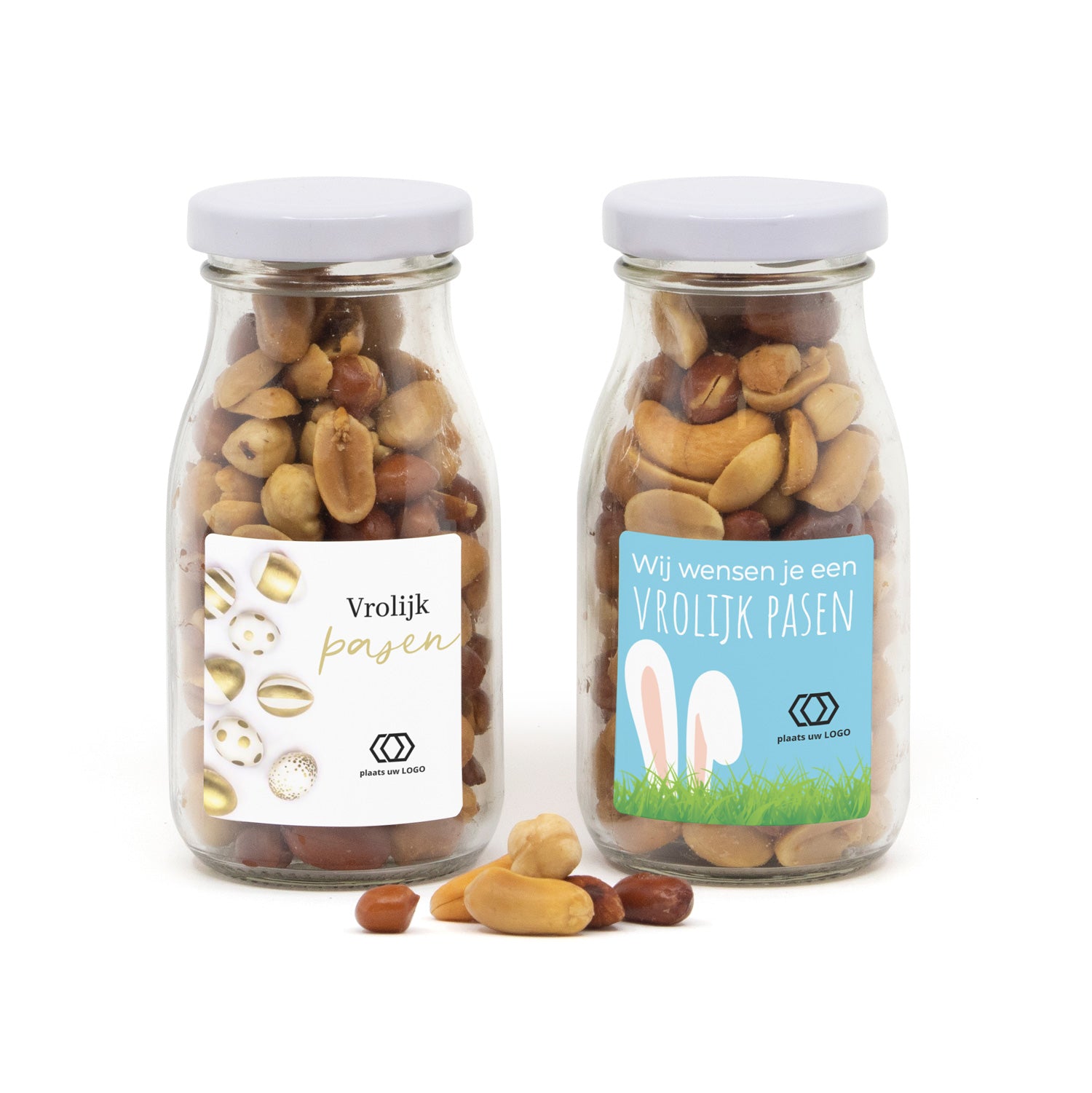 Glazen melkflesje met verse nootjes - Pasen - Bedankjes.nl