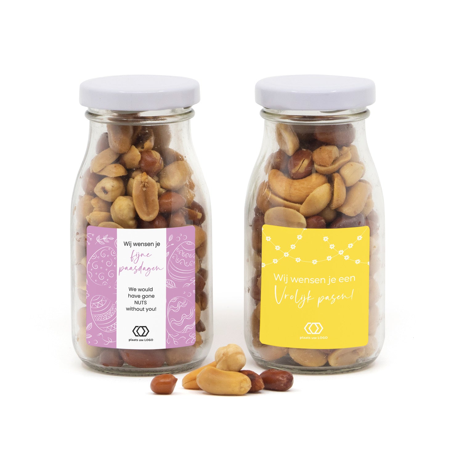 Glazen melkflesje met verse nootjes - Pasen - Bedankjes.nl